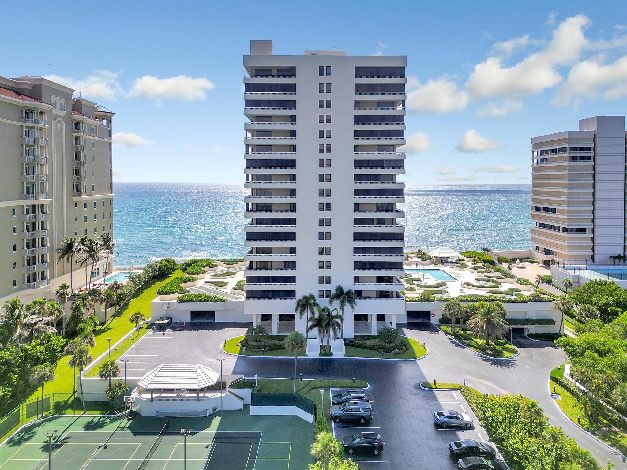 Stunning 2024 renovated oceanfront condo in The Reaches Singer Island offering luxurious living with every detail meticulously crafted. Remarkable chef's kitchen boasting quartzite countertops, high end appliances including JennAir range and wet bar. The designer touches are felt throughout the home with both luxurious esthetics and functionality. New luxury vinyl flooring, solid wood cabinetry throughout, added pantry and additional storage, 2024 complete impact glass installation, recessed lighting and all new shaker doors and bifold closet doors. The spacious primary suite boasts a magnificent custom-built in for additional storage and functionality. All bathrooms are impeccably designed, including the showstopper primary boasting dual vanities with marble shower and floors. 2022 AC, 024 hot water heater, 2024 electrical panel, all appliances 2024. The Reaches community offers an array of amenities including beach access, pool, hot tub, tennis, racquetball, shuffleboard, fitness center, bike storage, beach storage, a social room, game room, library, and a modern sleek lobby with an on-site manager. Enjoy close proximity to fine dining, shopping, world class golf, major highways and Palm Beach International airport.