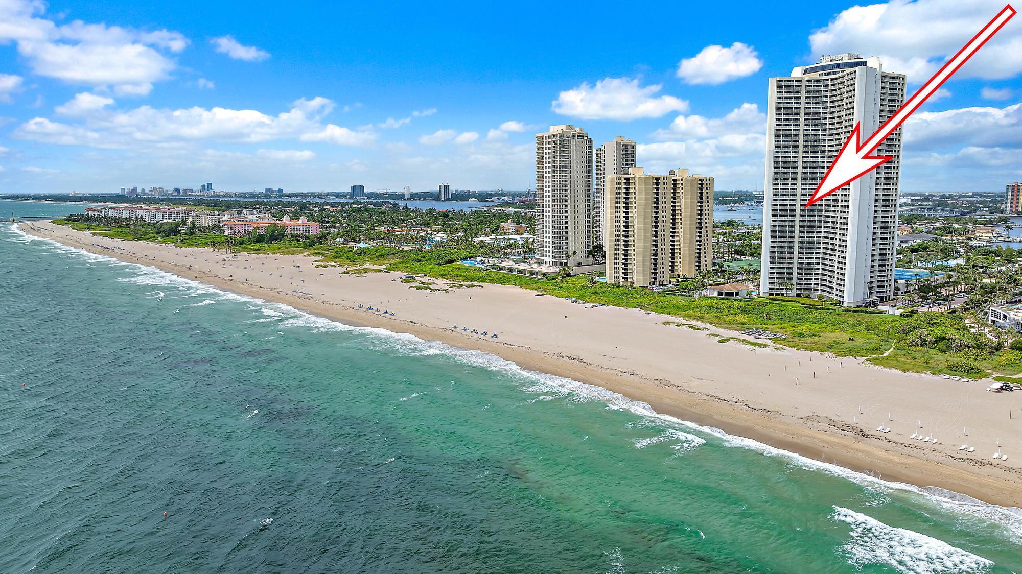 Welcome to the Tiara. Considered the Crown Jewel of Singer Island with it's resort like amenities and exclusivity to residents. This direct Ocean front 2 bed. 2 bath split floorplan condo has 24 x 24 porcelain tile set on the diagonal throughout. Matching solid wood cabinetry and granite counter tops in the Kitchen, work space, and bathrooms. A/C (2019), Hot water heater (2018), new electric panel, Smooth and textured ceiling, recessed lights, stacked frontload Kenmore W&D, 210 sq. ft. balcony over looking the big blue Atlantic Ocean, Impact sliders and ocean views from every room. The Marquis is a dinner restaurant/full bar for the exclusive use of Tiara residents with 360 degree views from the 43rd floor and during the day enjoy breakfast or lunch by the pool, beachside, or in your unit from the Gazebo Caf+¬. There's also a grill, BBQ, picnic area, billiards, tennis, pickleball, 2 gyms, sauna, and lounge. Have peace of mind knowing you have 24 hr. security, 24 hr. concierge, and a manned gate. This is resort living, Paradise awaits..