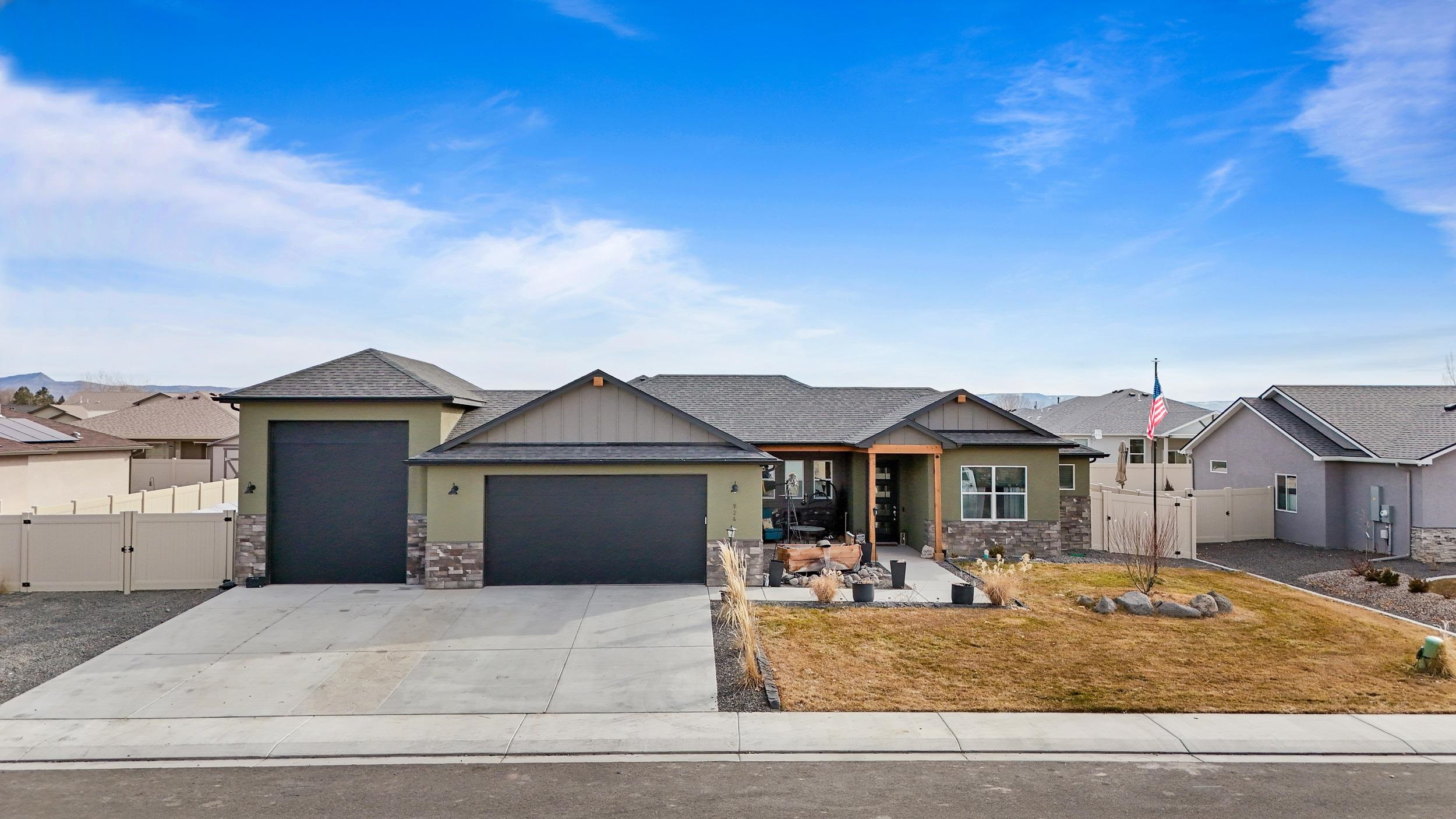 Modern Comfort Meets Outdoor Adventure! With Large Custom Garage  Nestled in the heart of Fruita, this stunning 3-bedroom, 2-bath home offers the perfect blend of modern convenience and outdoor accessibility. Built just two years ago, it boasts contemporary finishes, a spacious open floor plan, and smart home features, including a Bluetooth-enabled stove and garage doors. The three-car garage includes a large RV bay, perfect for storing all your outdoor toys. Garage has insulated add-on that could easily be made into shop or dog kennel. Located just five minutes from downtown Fruita and the community center, this home offers unbeatable access to world-class hiking and desert trails—ideal for biking, running, or simply soaking in the breathtaking Western Colorado landscape.