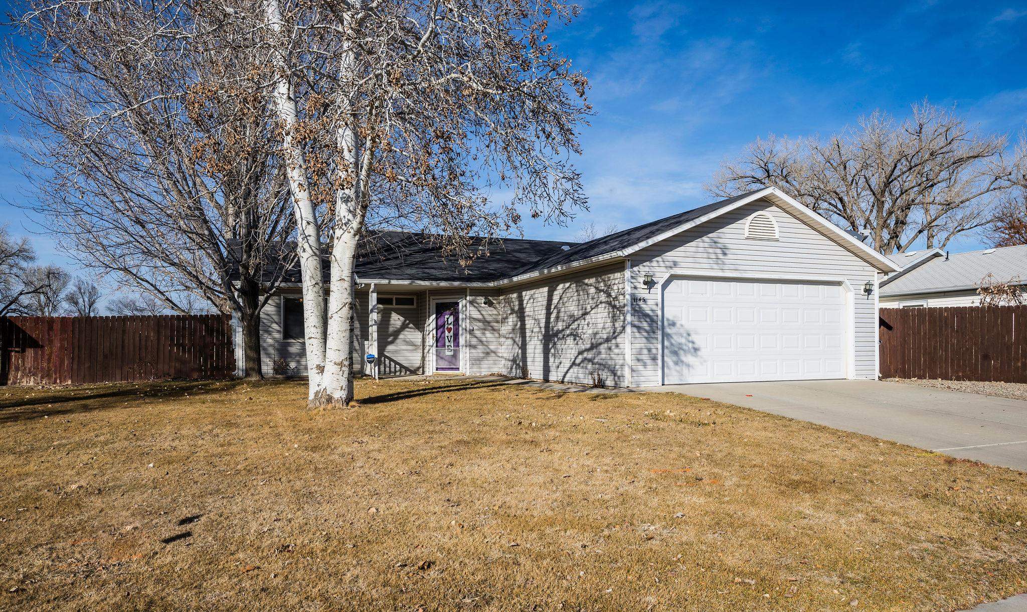 This charming rancher is the perfect Fruita home.  Open concept living with three bedrooms and a newly remodeled primary bathroom!  Updated vinyl floors throughout the home, new evaporative cooler, new water heater in 2022 and a large backyard with mature trees!   Schedule a private showing today – this one won’t last long!