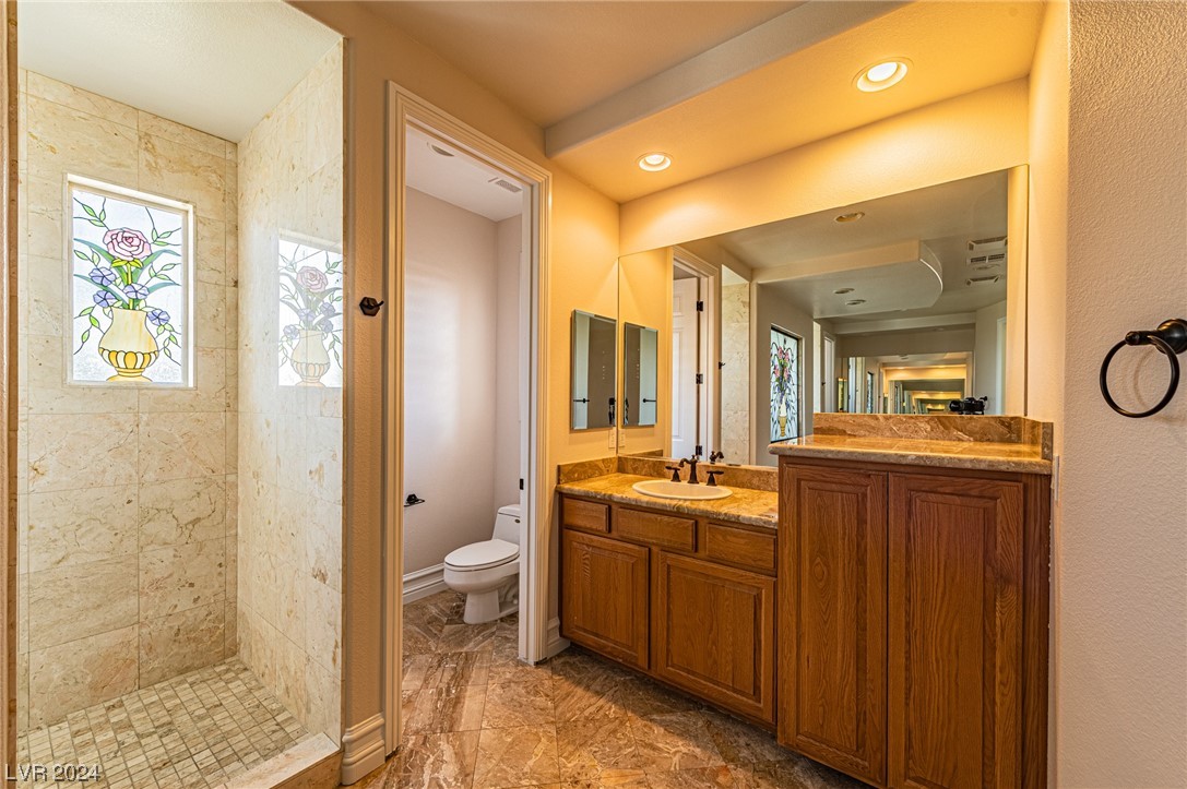 Custom master bathroom with oversize tub, walk in shower, double sinks, double toilets, double walk closets