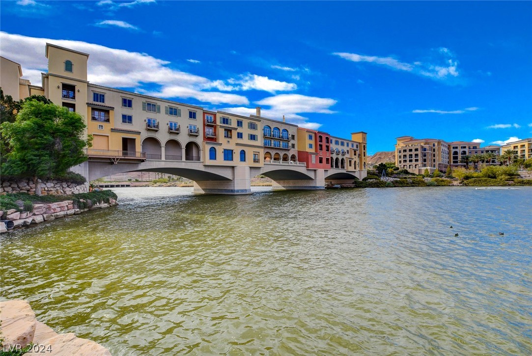 The Montelago Village at Lake Las Vegas features a bridge inspired by the Ponte Vecchio in Florence Italy.