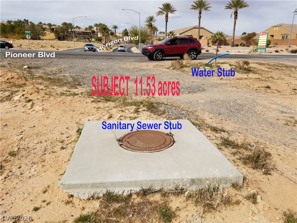 Water & Sanitary Sewer stubs on-site - Subject Property's 11.53 acres at Pioneer & Horizon Blvd's