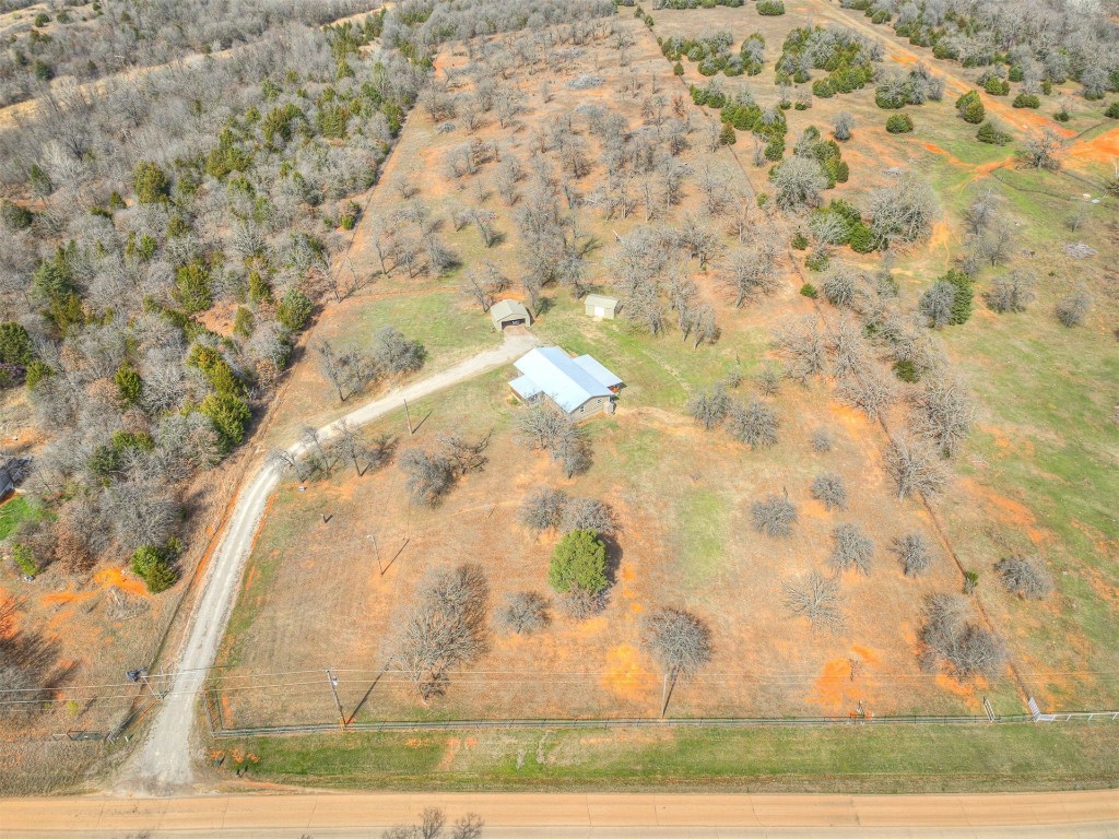 14051 Cemetery Road, Noble, OK 73068 aerial view featuring a rural view