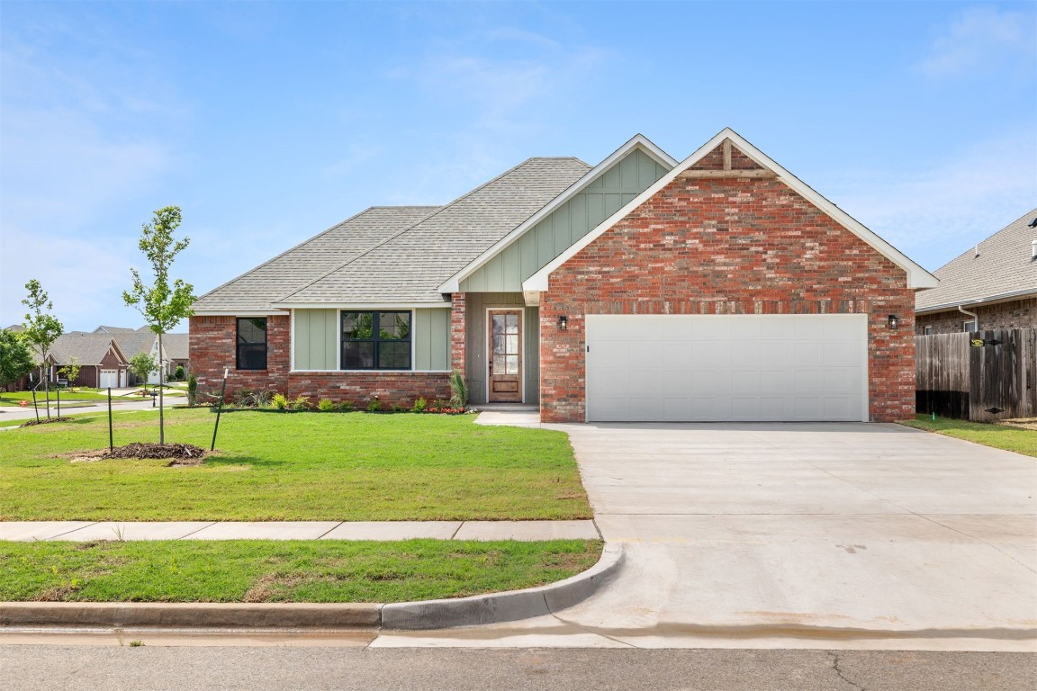 Welcome to the beautiful St. James Park addition in south Norman. You will love this developing community! Located conveniently off of HWY 9, it is the perfect jumping off point for commuters. And it is just a skip over to OU for those who need to be close to campus. You are just minutes to all the amenities you could want or need in Norman, including the new south hospital campus. This 4-bedroom, 2-bathroom gem spanning 1878 square feet is located on a generous corner lot. 
Step inside to discover an inviting open floor plan designed for effortless living and entertaining. The spacious kitchen, a focal point of the home, boasts abundant storage, ensuring every culinary gadget finds its place. Adjacent, the dining area offers a picturesque view of the backyard, setting the scene for intimate family dinners or lively gatherings with friends. The laundry room is conveniently situated just off the garage, complete with a practical mud bench to keep your entryway organized and clutter-free.
The master suite is a true retreat with a double sink vanity, a large tub, separate shower, linen closet, and an impressive walk-in closet with a built-in dresser. The three additional bedrooms offer both comfort and versatility, with built-in shelving in the closets providing storage to suit your lifestyle. Don't miss out on the chance to make this your new home. Schedule a showing today!