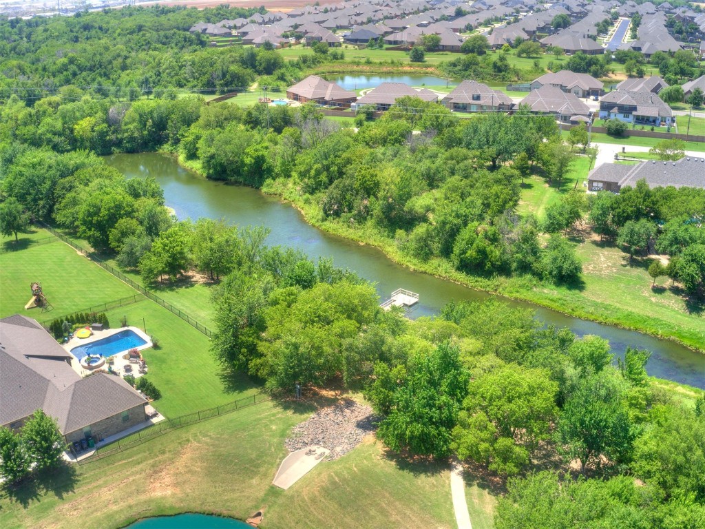 4325 SW 129th Street, Oklahoma City, OK 73173 bird's eye view featuring a water view