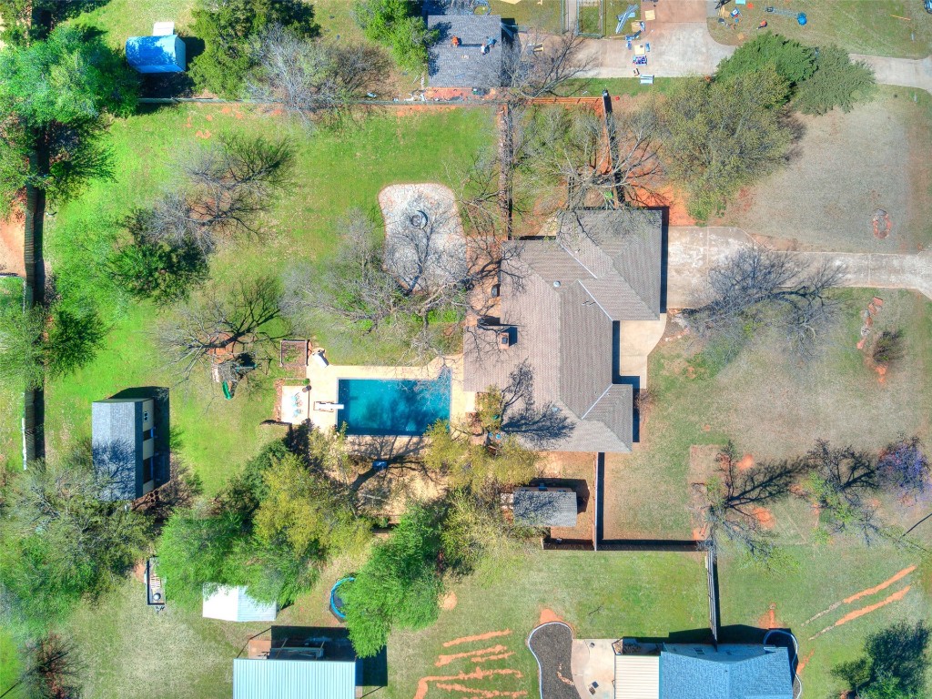 1738 W Rose Oak Drive, Mustang, OK 73064 view of aerial view