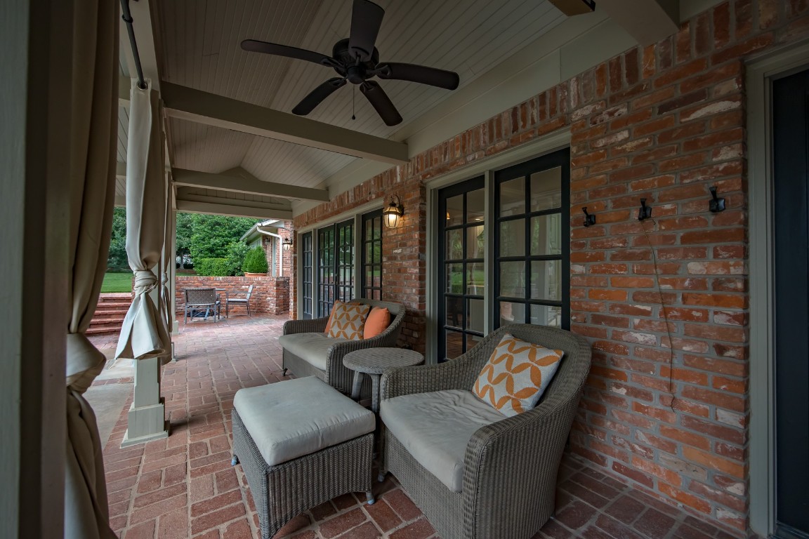 1601 Bedford Drive, Nichols Hills, OK 73116 view of patio with ceiling fan