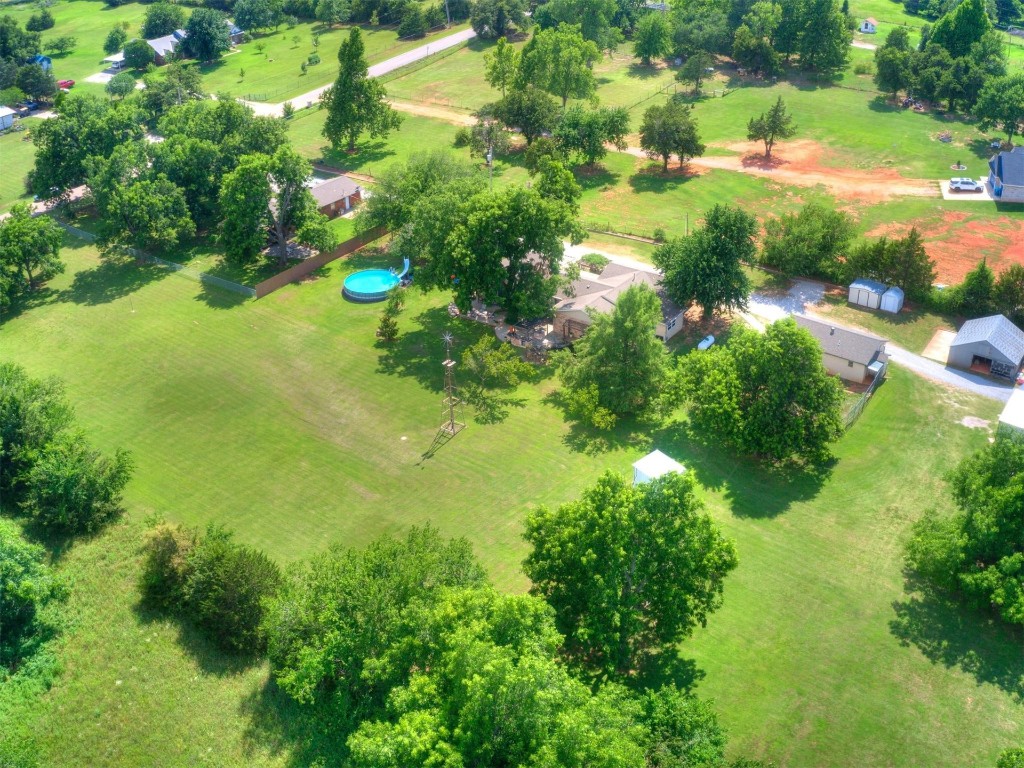 14655 NE 68th Street, Jones, OK 73049 drone / aerial view with a rural view