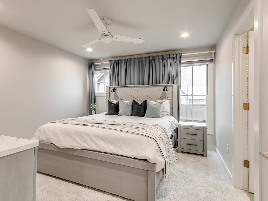 59 Redbud Street, Carlton Landing, OK 74432 carpeted bedroom featuring ceiling fan