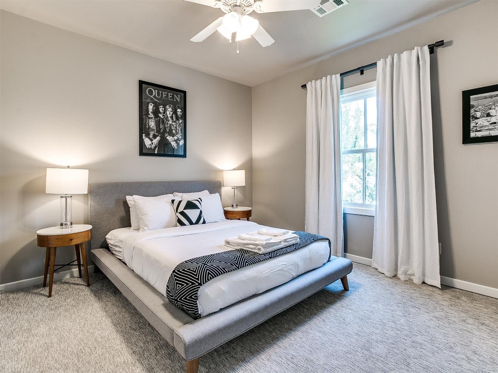 89 Ridgeline Road, Carlton Landing, OK 74432 bedroom featuring carpet floors and ceiling fan