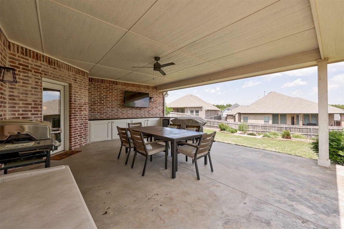 6233 Beverly Hills Drive, Edmond, OK 73034 view of patio with ceiling fan
