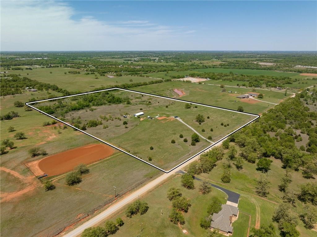 21787 Meridian Avenue, Blanchard, OK 73010 birds eye view of property featuring a rural view