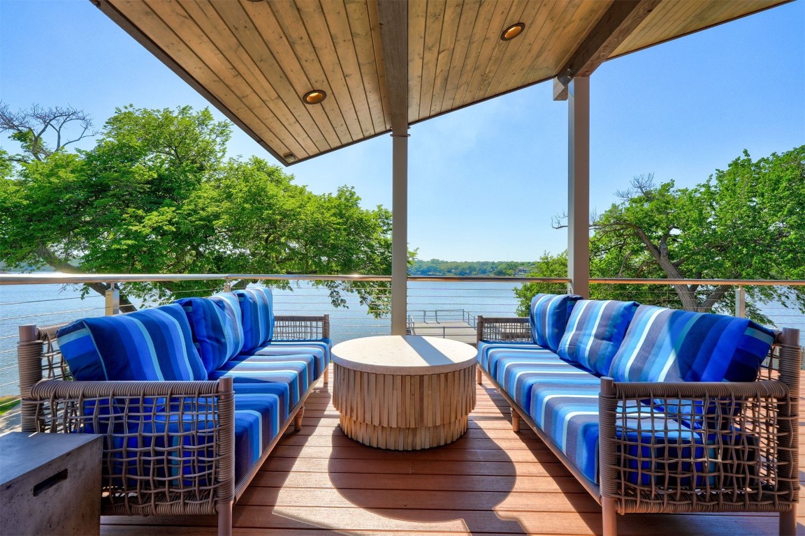 103 E Shore Drive, Arcadia, OK 73007 deck with an outdoor hangout area and a water view