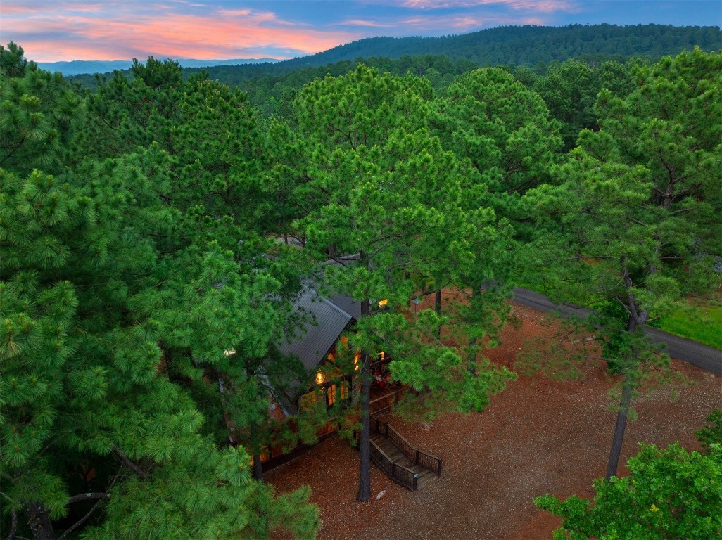335 Mountain Pine Trail, Broken Bow, OK 74728 view of aerial view at dusk