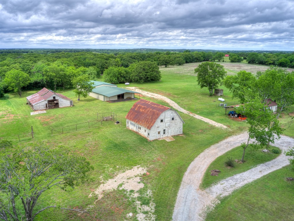 102199 S Highway 18, Meeker, OK 74855 birds eye view of property with a rural view
