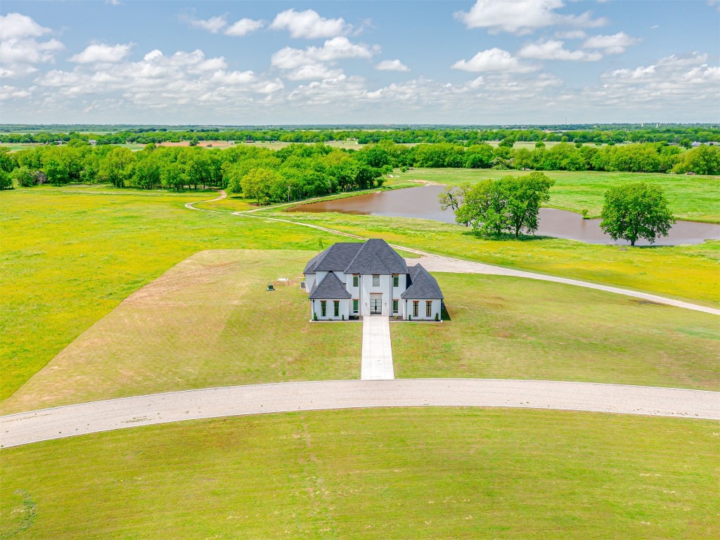 18320 108th Street, Lexington, OK 73051 drone / aerial view featuring a rural view and a water view