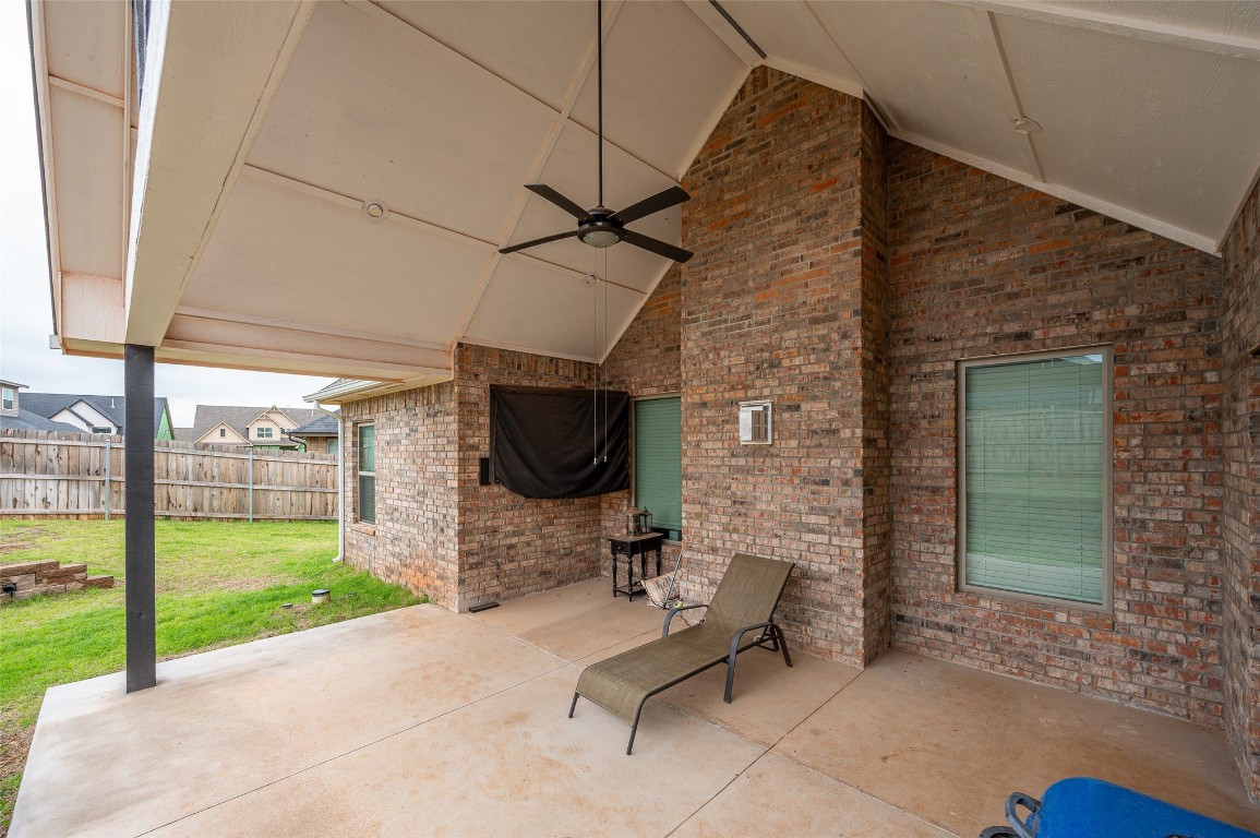14709 Chambord Drive, Yukon, OK 73099 view of terrace with ceiling fan