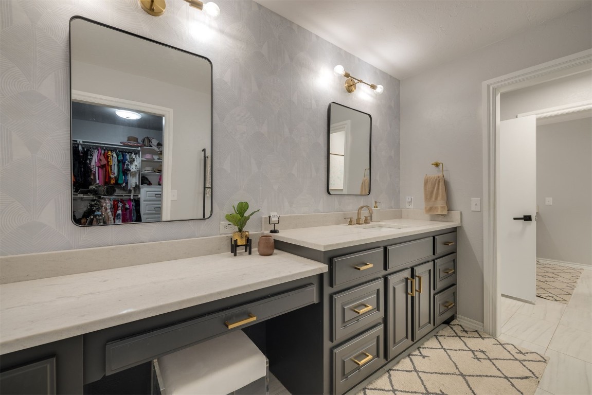 6001 Acorn Drive, Oklahoma City, OK 73151 bathroom featuring vanity and tile flooring