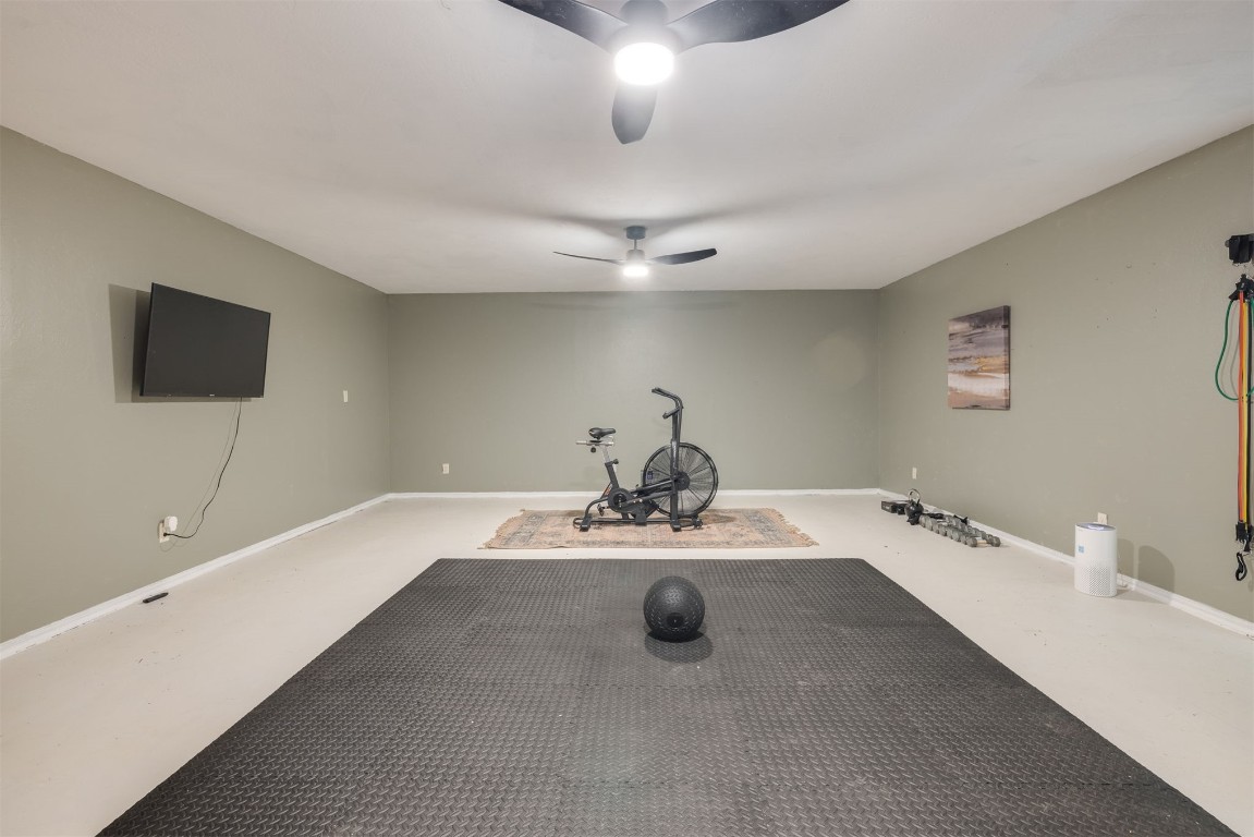 6001 Acorn Drive, Oklahoma City, OK 73151 exercise area featuring ceiling fan