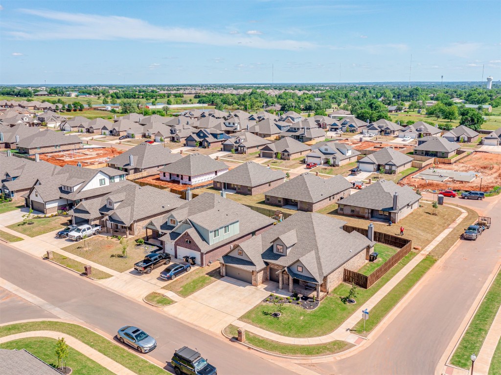 1600 NE 33rd Terrace, Moore, OK 73160 birds eye view of property featuring a water view