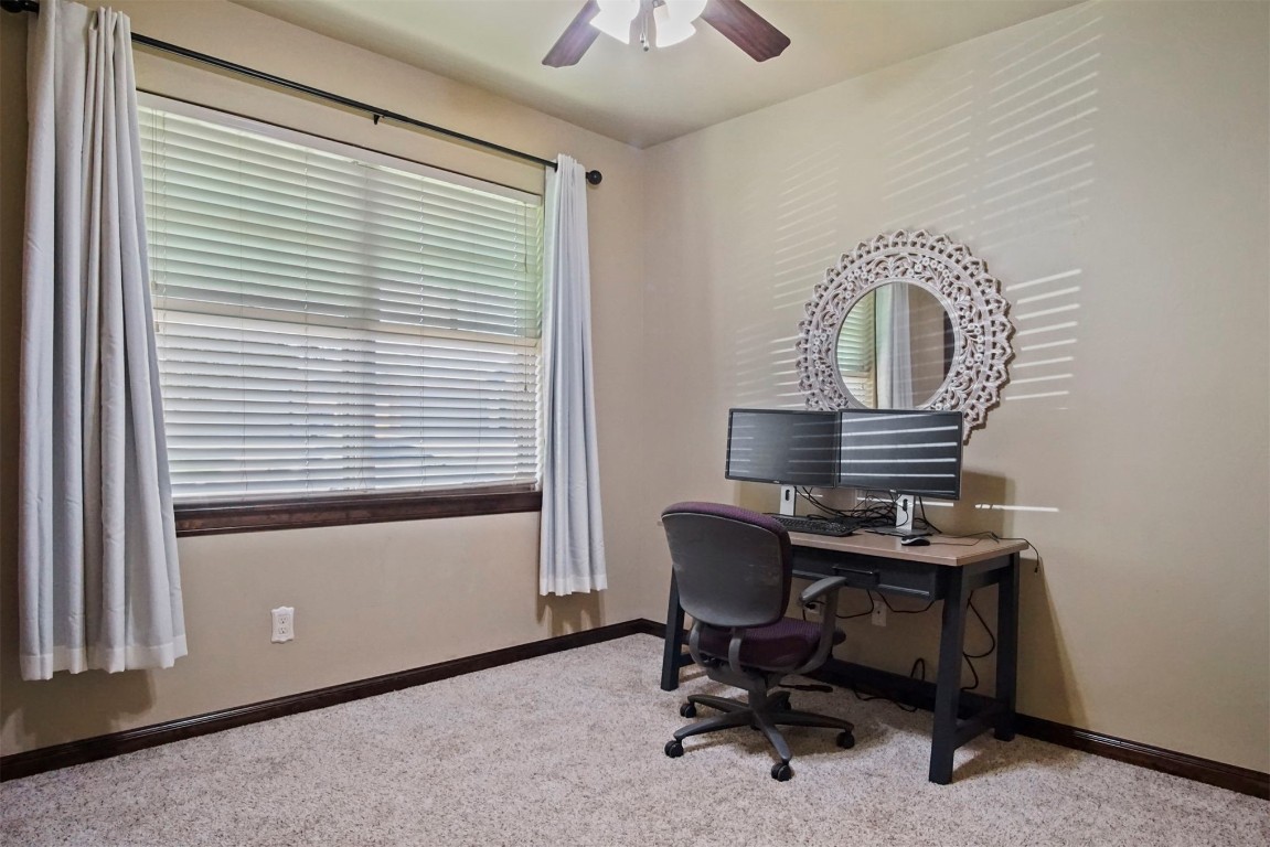 3405 NW 164th Street, Edmond, OK 73013 office with a wealth of natural light, carpet flooring, and ceiling fan