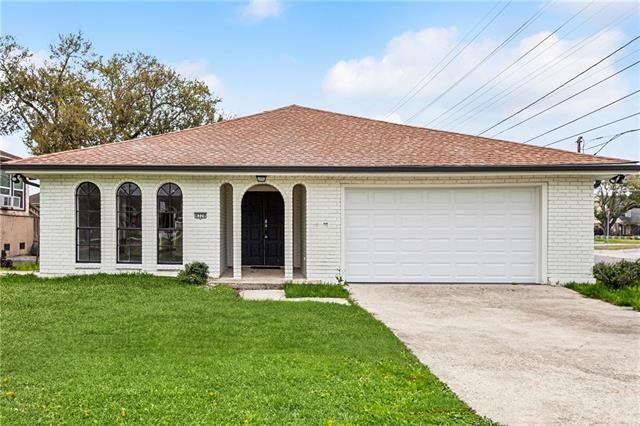 WOW! Updated Spacious home in the heart of Metairie! Great open space for entertaining! Kitchen with updated cabinets, granite counters, breakfast bar & stainless steel appliances. Primary suite opens to covered patio. No carpet. Attached garage. Just move in!
