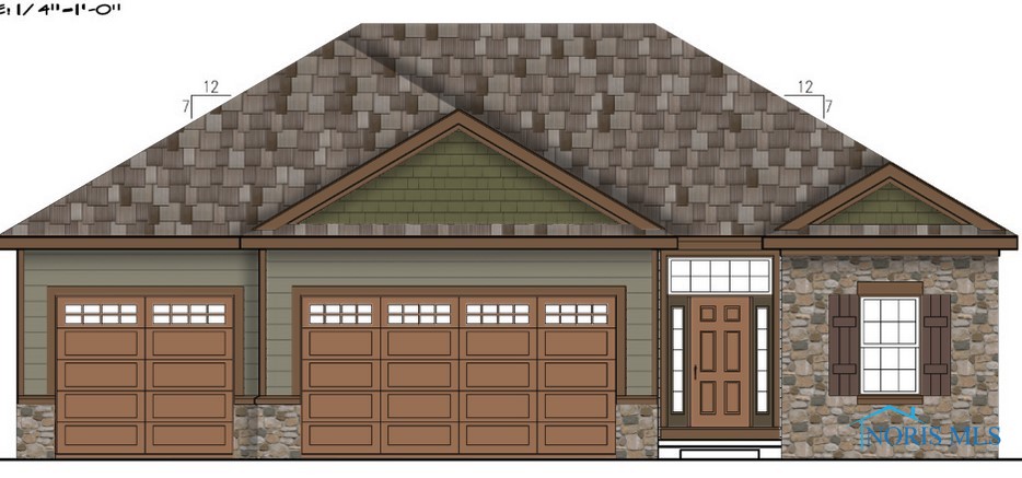 Possible floor plan for this lot. The White Tail: 1637 Sq. Ft. w/3 Bed, 2 Bath, 3 car garage, covered porch and a partial basement.