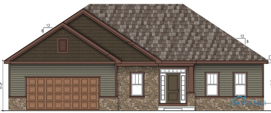 Possible floor plan for this lot. The Walleye: 1886 Sq. Ft. w/3 Bed, 2 Bath, covered porch, 2 car garage and partial basement.