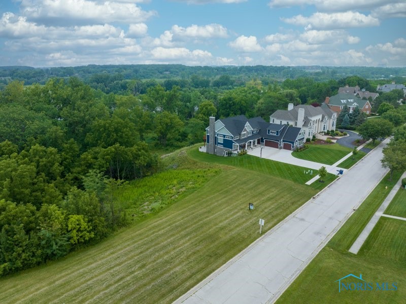 Aerial side view of lot #73 and houses next door