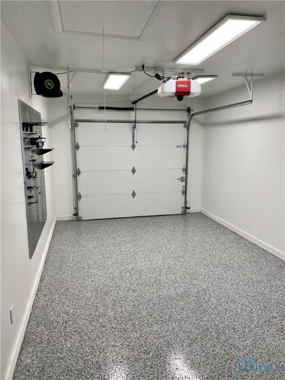 Garage w/ epoxy floor.