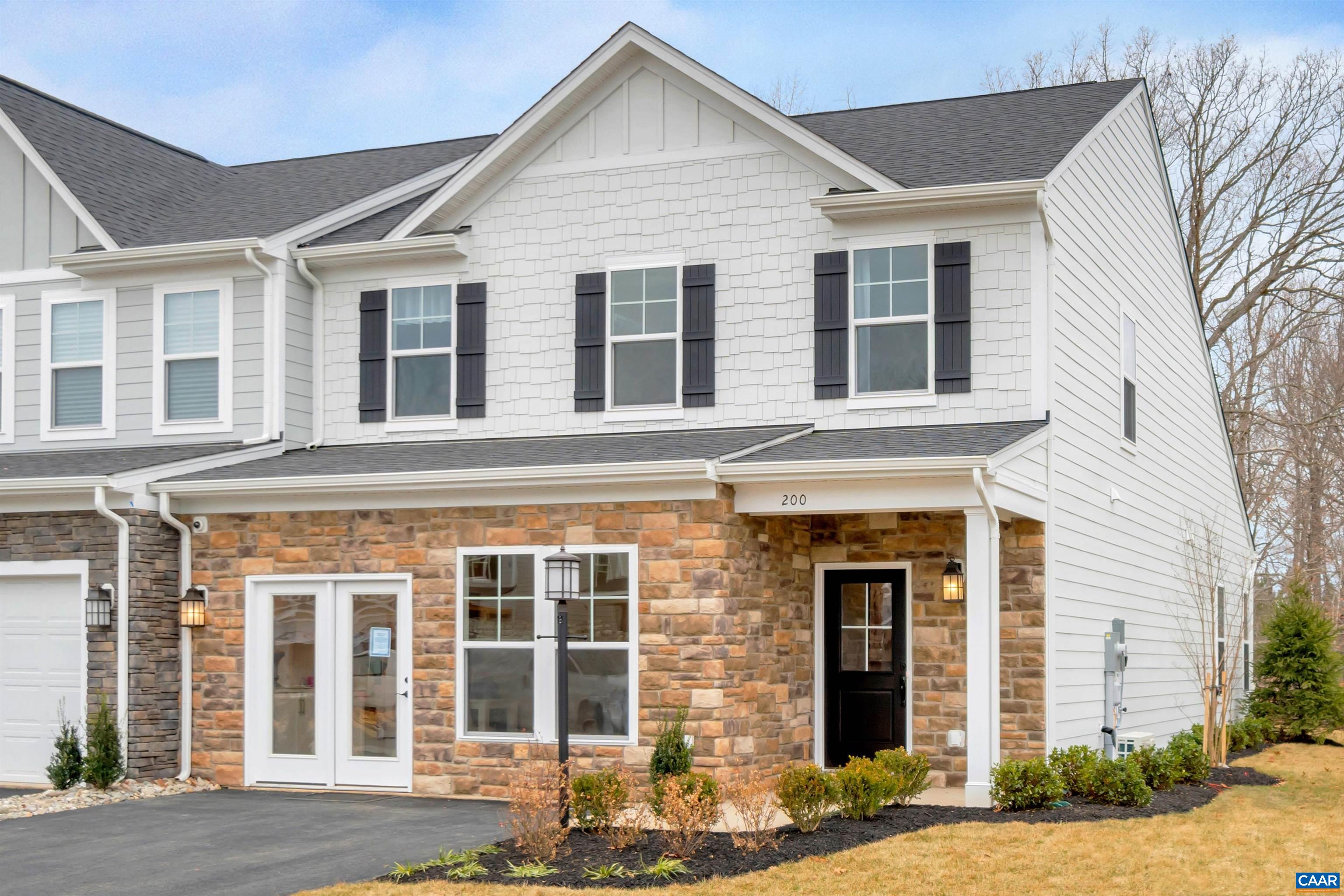 This Beck townhome is one of our final end-unit homes at Glenbrook at Parkside. Morning light will spill into the living area & kitchen of this open-concept, main-level living floorplan. This beautiful home is loaded with HVAC zone control, oak stairs with rails and a 55” modern electric fireplace. The open-concept kitchen features white cabinets, a large island, white Quartz countertops, a light grey subway tile backsplash, and upgraded GE Profile convection oven & microwave with a French door fridge. The main level laundry and pantry are steps from your zero-entry 2-car garage. Two distinct living spaces and three bedrooms offer plenty of room to spread out yourself or host for the Holidays. This low-maintenance, lock & leave, warranty-backed home is designed to make life easy so you can spend more time living and less time on maintenance and chores. Lawn-mowing is covered by the HOA. We’re down to the final homes at Glenbrook Parkside – a unique, one-level-living, two-car garage townhome neighborhood - built on two cul-de-sacs with no through traffic. Walking distance to Downtown Crozet & steps from the amenities and mountain views of beautiful Crozet Park, this location can't be beat! Similar Photos. Late Spring 2023 Delivery.