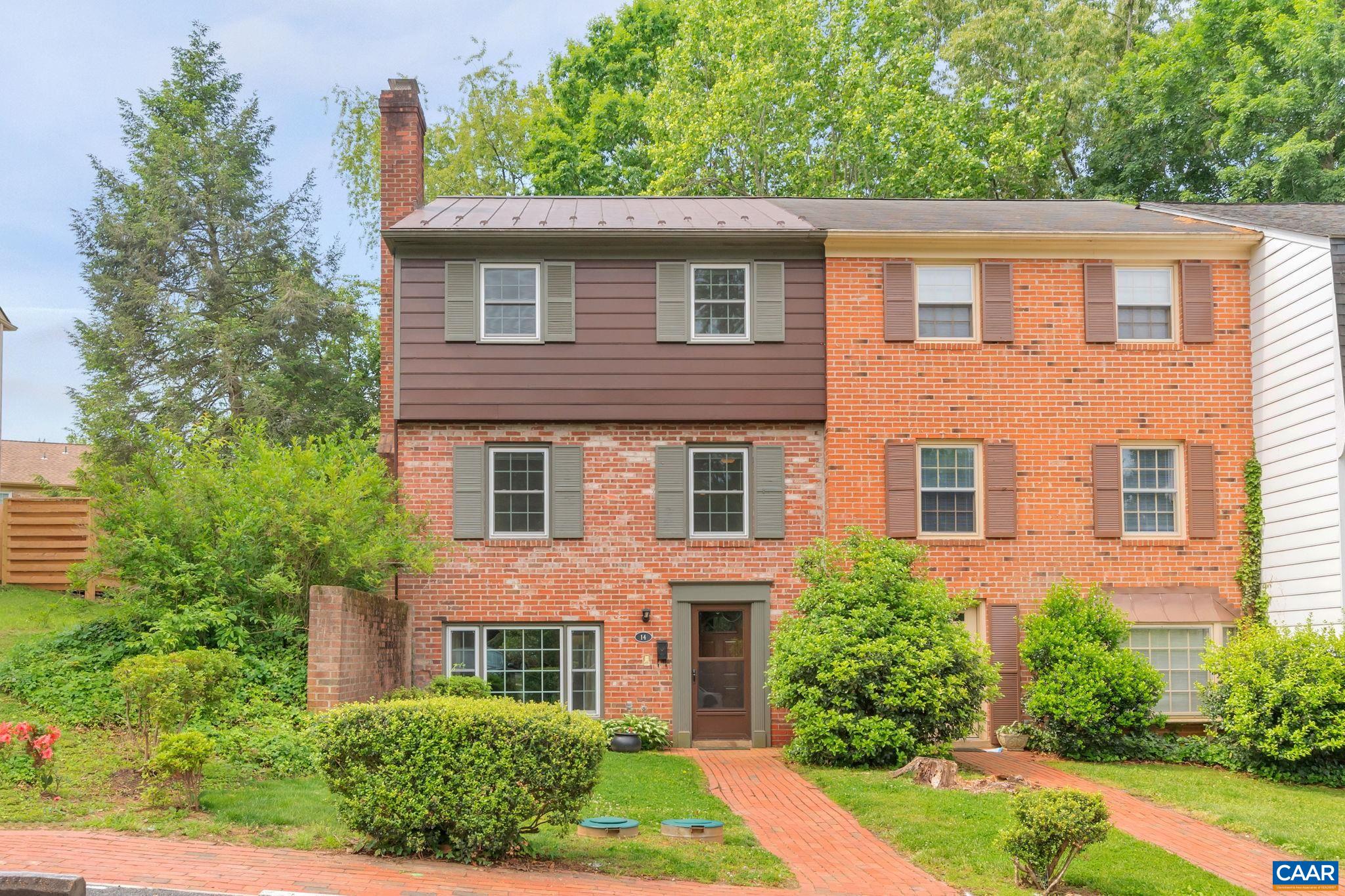 Enjoy living near everything Charlottesville has to offer in this well maintained 4 bedroom, 3.5 bath brick end unit townhome.  Recent improvements include the replacement of carpet(2019), a complete installation of Pella windows & sliding glass door(2019), new dishwasher(2023) and oven(2018). The private, fenced-in backyard offers an excellent opportunity for gardening.  Relax under the shaded pergola area in the backyard or enjoy the community pool this summer. HOA fees cover exterior, roof, fencing, trash, TING high-speed internet, and area maintenance plus snow removal. The home comes with two designated parking spots, plus ample visitor parking. Walk to Albemarle High , Greer Elementary and Journey Middle schools.