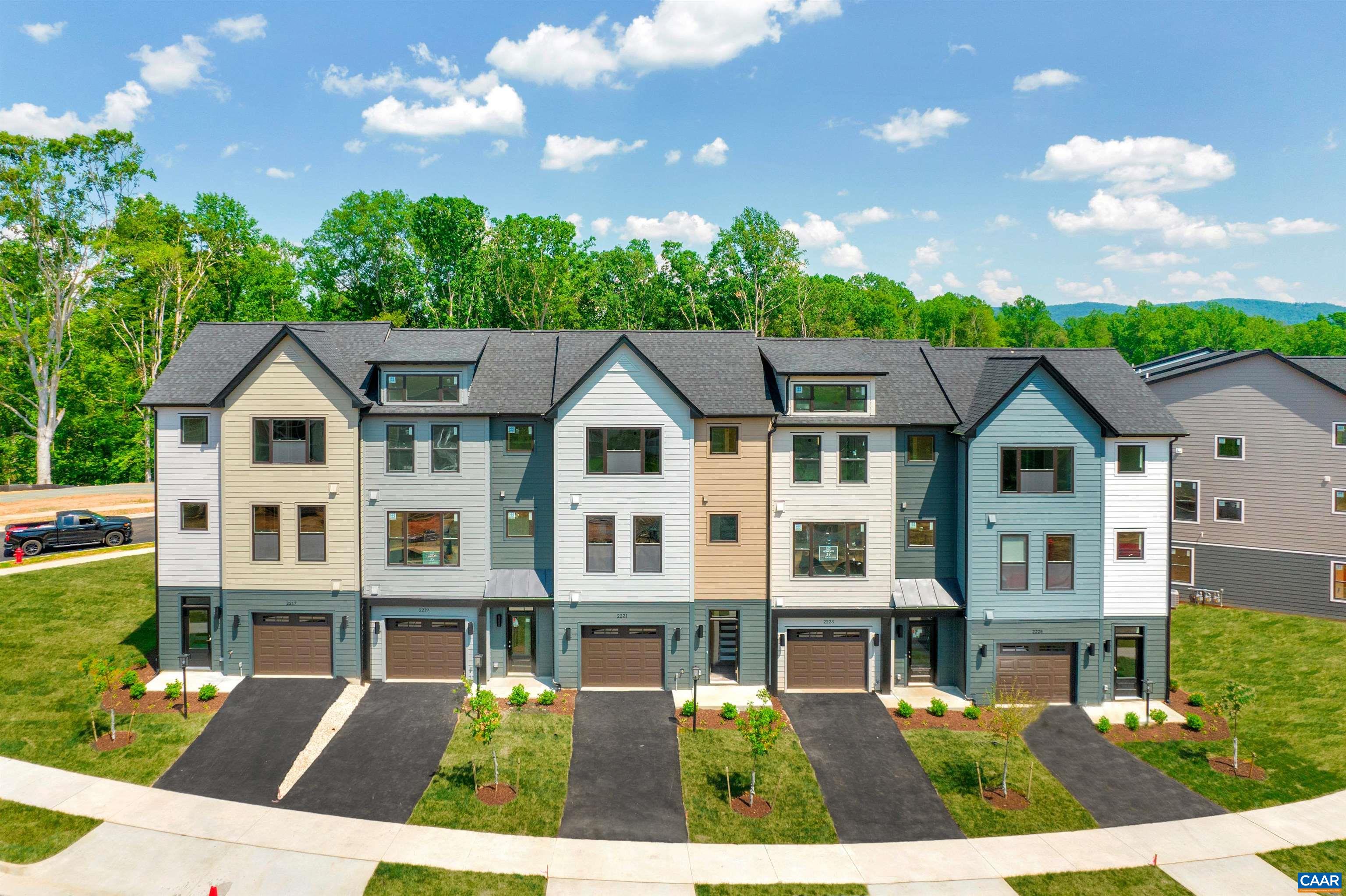 End unit. Presale Summer 2023 delivery.  Belvedere is an established community centrally located to all things C’ville, just 2.5 miles from downtown yet surrounded by nature. The Bainbridge has a thoughtfully designed open floorplan including a galley style kitchen, oversized 9’ island, & great room w/ fireplace making it perfect for entertaining. The well-appointed kitchen includes gas cooking, chimney hood, farm sink, & QUARTZ counters. An oversized TREX deck backs up to open space w/ mature trees for relaxing evenings or morning coffee. The primary suite & two additional bedrooms can be found upstairs, two full baths both w/ dual vanity sinks & side by side laundry completes this level. An attached garage, & spacious rec room/study w/ a full bath make up the entry level. Lawn care & TING fiber internet included in HOA. All homes are 3rd party tested for energy efficiency & come w/ PEARL GOLD certification. Similar Photos.