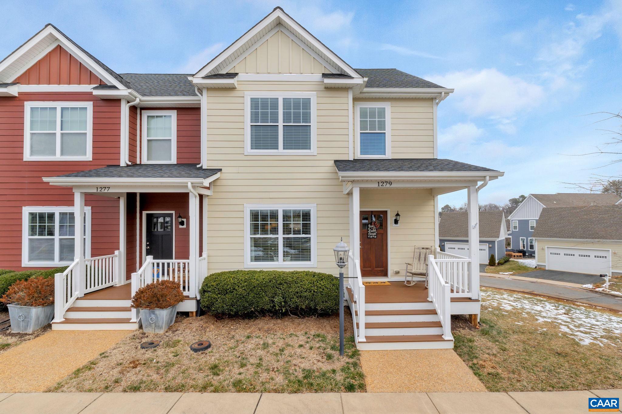 This energy efficient, end unit townhome is is in immaculate condition and is perfectly situated in the Haden Place neighborhood. The open main level features hardwood floors throughout, a bright great room, spacious kitchen featuring ample kitchen cabinetry, stainless appliances and the dining area opens to the rear deck, overlooking green space and the mountains. The second floor has 3 BR’s, 2 full baths & laundry, with mountain views from the rear bedrooms overlooking the courtyard. The basement features a rec room or home office space and the garage, which provides plenty of storage. Park in front with main level entry or in rear-loading garage. Area maintenance, trash & lawn are covered by the HOA, making this a low maintenance home. Desirable Western Albemarle location which adjoins Old Trail on the downtown Crozet side, making it truly walkable to dozens of restaurants, coffee and the library.
