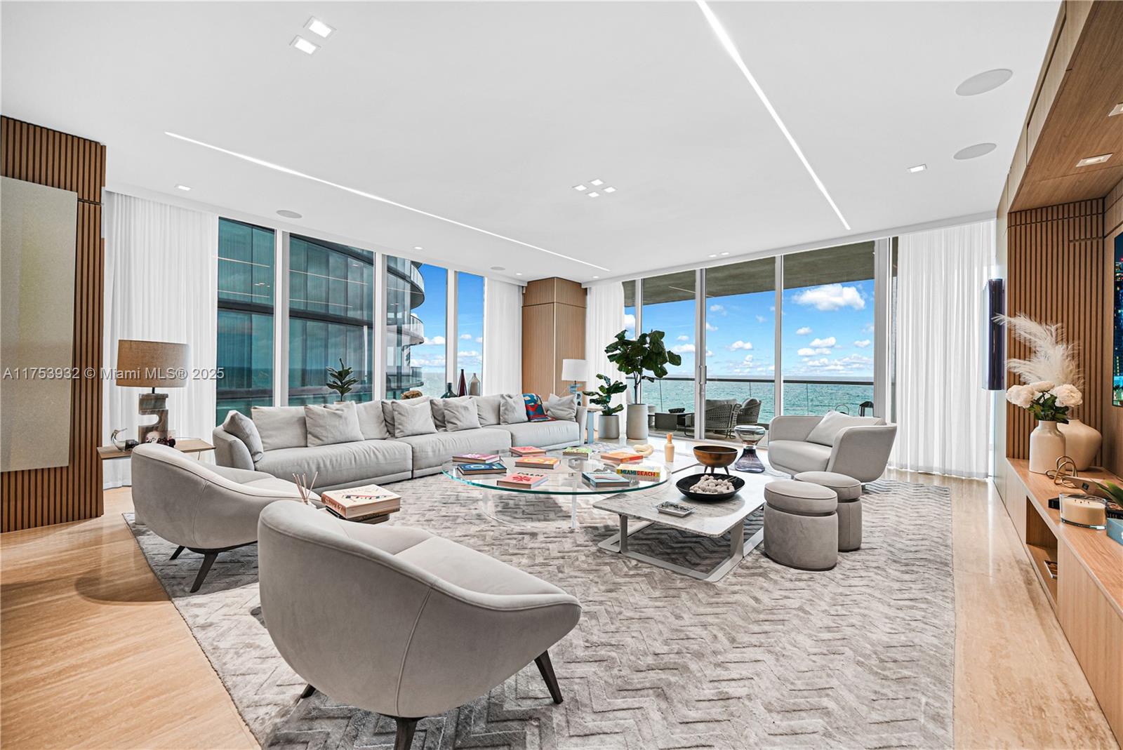 Stunning, Fully Furnished Flow-Through Residence offering Breathtaking Ocean and Intracoastal views. This home features direct ocean vistas from the living room, dining room, kitchen, and primary suite. Designed with top-of-the-line Italian cabinetry, Gaggenau appliances, and luxury upgrades including custom built-ins, enhanced closets, and electric blinds. The Turnberry Ocean Club Residences redefines luxury living with 70,000 sqft of exclusive amenities, including the Iconic 3-Story Sky Club: Sunrise/sunset infinity pools, three dining venues, movie theater, kids club, wine room, guest suites, spa, nail/hair salons, beach/pool services, and much more. The owner is flexible and open to offering a six-month rental term.