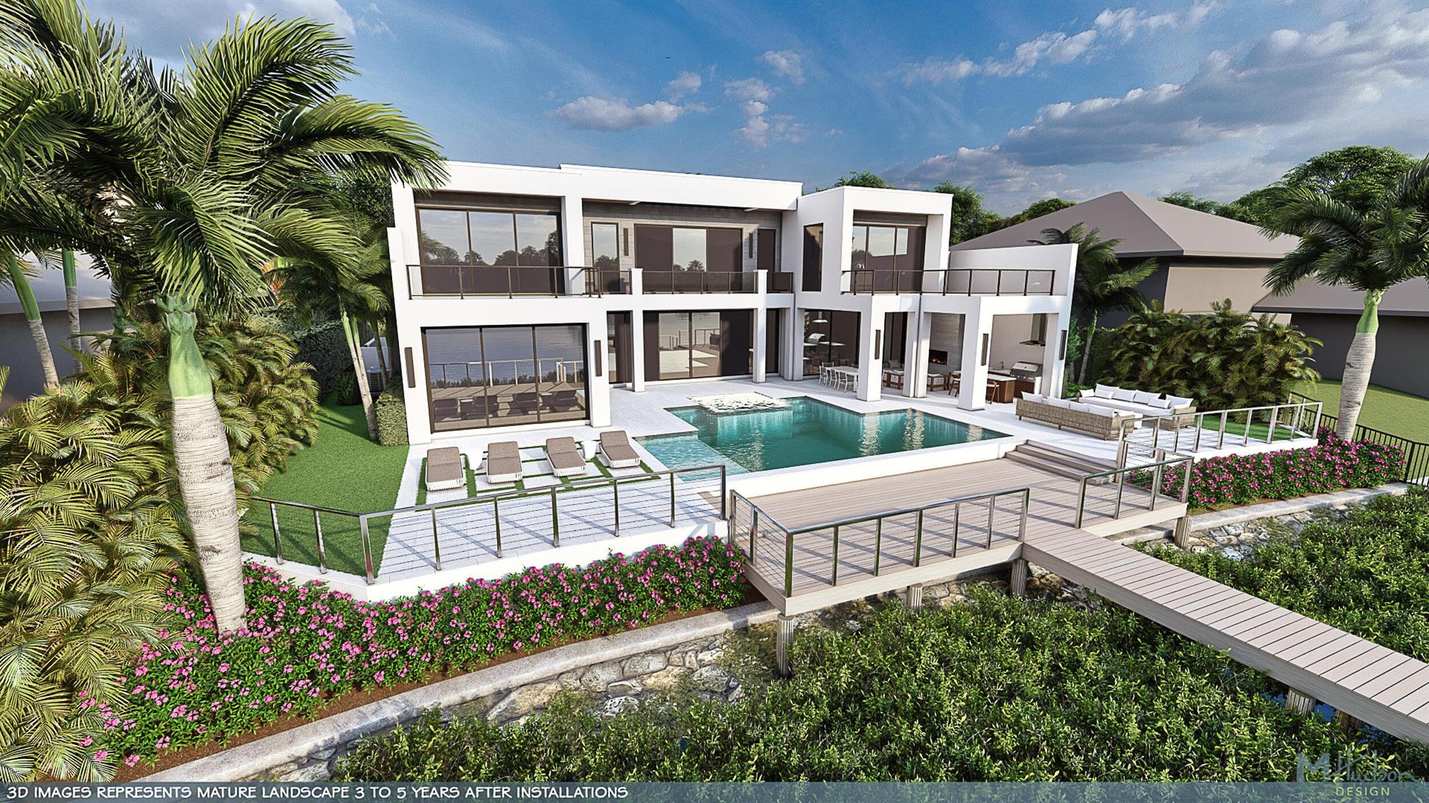 Discover the best of luxury living in this custom waterfront Coastal Contemporary estate, ideally situated on the coveted Spinnaker Lane in Admirals Cove.  Located on a quiet cul-de-sac just moments to the club, this property offers 100 feet of water frontage with quick access to the Intracoastal and no fixed bridges. An exceptional opportunity for boating enthusiasts.  Designed for privacy and refined elegance, the home features 5 bedrooms, 5 full baths, 2 half baths, and 7,285 SF of interior living space and 9,675 total SF. Soaring ceilings, walls of glass, and meticulous attention to detail create a bright inviting atmosphere ideal for both entertaining and everyday living. The first floor features a luxurious primary bedroom with his-and-hers walk-in closets and a beautiful outdoor shower, in addition to separate living, dining, and family rooms, a glass-enclosed office, and a statement glass wine room. The chef's kitchen is anchored by an oversized island and connects to a fully outfitted scullery with its own refrigerator, stove, sink, and cabinetry combining beauty and practicality. Upstairs, a second family room and four en-suite bedrooms showcase dramatic balcony water views, offering space and comfort for guests and family alike. Additional highlights include an enormous lanai with room for outside dining, BBQ grill and TV viewing area with stunning water views and a 4-car garage. This home comes with a sought-after Sports Membership, with the ability to upgrade to Full Golf. Estimated completion: December 2026. Admirals Cove is a Platinum Ranked Country Club in South Florida, offering an exceptional lifestyle with a wide array of amenities. Residents enjoy 45 holes of championship golf, a state-of-the-art marina with deep-water and ocean access&#x14;no fixed bridges&#x14;and a vibrant racket sports scene featuring both tennis and pickleball. The community features two clubhouses with multiple dining venues, a luxurious spa and salon, a fully equipped fitness center, and 32 private guest suites exclusively for members and their guests. Admirals Cove also hosts a year-round calendar of social events, all within a secure, gated environment with 24/7 roaming security and on-site paramedics.
