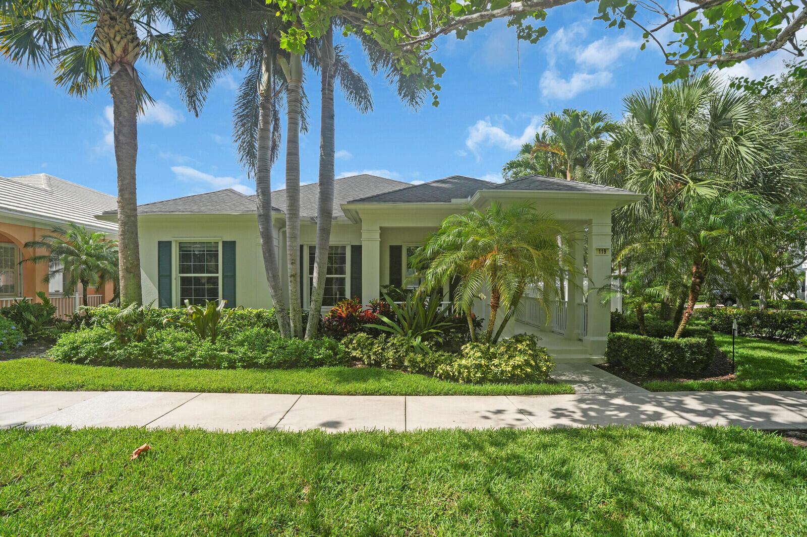 Welcome to 119 Bellefontaine Lane, a modern oasis nestled in the heart of Jupiter, FL. This meticulously maintained home offers an inviting blend of style and comfort, boasting 3 spacious bedrooms and 2 elegantly renovated bathrooms within its 1,782 square feet of living space. Situated on a generous, fenced-in 8,400 square foot corner lot, this residence promises both privacy and ample outdoor retreat.Step inside to discover freshly painted interiors that seamlessly connect with bamboo hardwood floors in the bedrooms, adding warmth and elegance throughout. The home comes complete with impact windows, doors and sliders as well as a newly installed air conditioning system with UV light, ensuring clean and comfortable air quality year-round. The kitchen, a chef's dream, comes complete with stainless steel appliances, a wine cooler, and contemporary finishes. Adjacent, the professional epoxy garage flooring provides functionality and flair, complete with a Tesla charger for electric vehicle enthusiasts.

Outdoor living is elevated with a heated saltwater pool, complemented by a new vacuum system, perfect for leisurely afternoons under the Florida sun. The highlight of the outdoor space is a built-in complete granite kitchen, ideal for al fresco dining and entertaining. Additional amenities include a gym, common media/recreation room, and access to a large community pool, accommodating every lifestyle need.

Conveniently located within walking distance to downtown Abacoa, you can enjoy a vibrant area offering a variety of restaurants, shopping, Roger Dean Stadium, and a large amphitheater. This prime location is just minutes from I-95 and only 4-5 miles from the intracoastal and Jupiter's beautiful beaches.

Whether you're entertaining or unwinding, 119 Bellefontaine Lane offers the perfect setting for modern living. Don't miss the opportunity to make this exceptional home your own.
