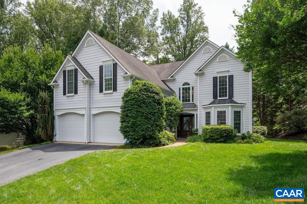 The ideal home in the ideal neighborhood that you've been waiting for! Tucked into one of Charlottesville’s most beloved neighborhoods, this Foxcroft Colonial blends timeless style with modern updates and flexible living space. A two-story foyer welcomes you in, leading to a sunlit family room with a gas fireplace and an eat-in kitchen with a breakfast nook. The formal living room offers space for entertaining, relaxing, or working from home. Upstairs, the spacious primary suite features vaulted ceilings, a jetted tub, dual vanities, and separate shower. Four additional bedrooms—including one ideal as a bonus room or office—offer room to grow. Hardwood floors were recently added to the upstairs hallway, and a new HVAC system was installed in 2020. Out back, enjoy a private, nearly level yard and patio perfect for al fresco dining or gardening. Foxcroft offers miles of scenic walking trails, and the community pool and clubhouse are the place to be all summer long. Just 4 miles to Downtown Charlottesville, UVA, and 5th Street Station.
