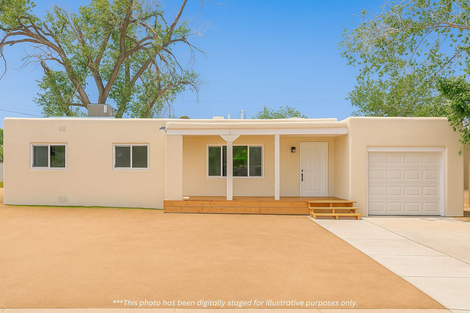 Beautifully renovated home in the heart of Albuquerque's North Valley! This move-in-ready gem features 3 spacious bedrooms and 1 modern bath, set on a generous lot with a brand-new privacy fence. Surrounded by mature trees, the home offers a peaceful retreat while being just minutes from top dining, shopping, and entertainment. Enjoy nearby parks, open spaces, and local vineyards, perfect for outdoor enthusiasts. Families will love the access to excellent schools, and the home's proximity to medical centers adds convenience. A rare find that blends charm, privacy, and prime location--don't miss this North Valley treasure! This home is eligible for a grant up to $17,500. Call listing agent for more details.