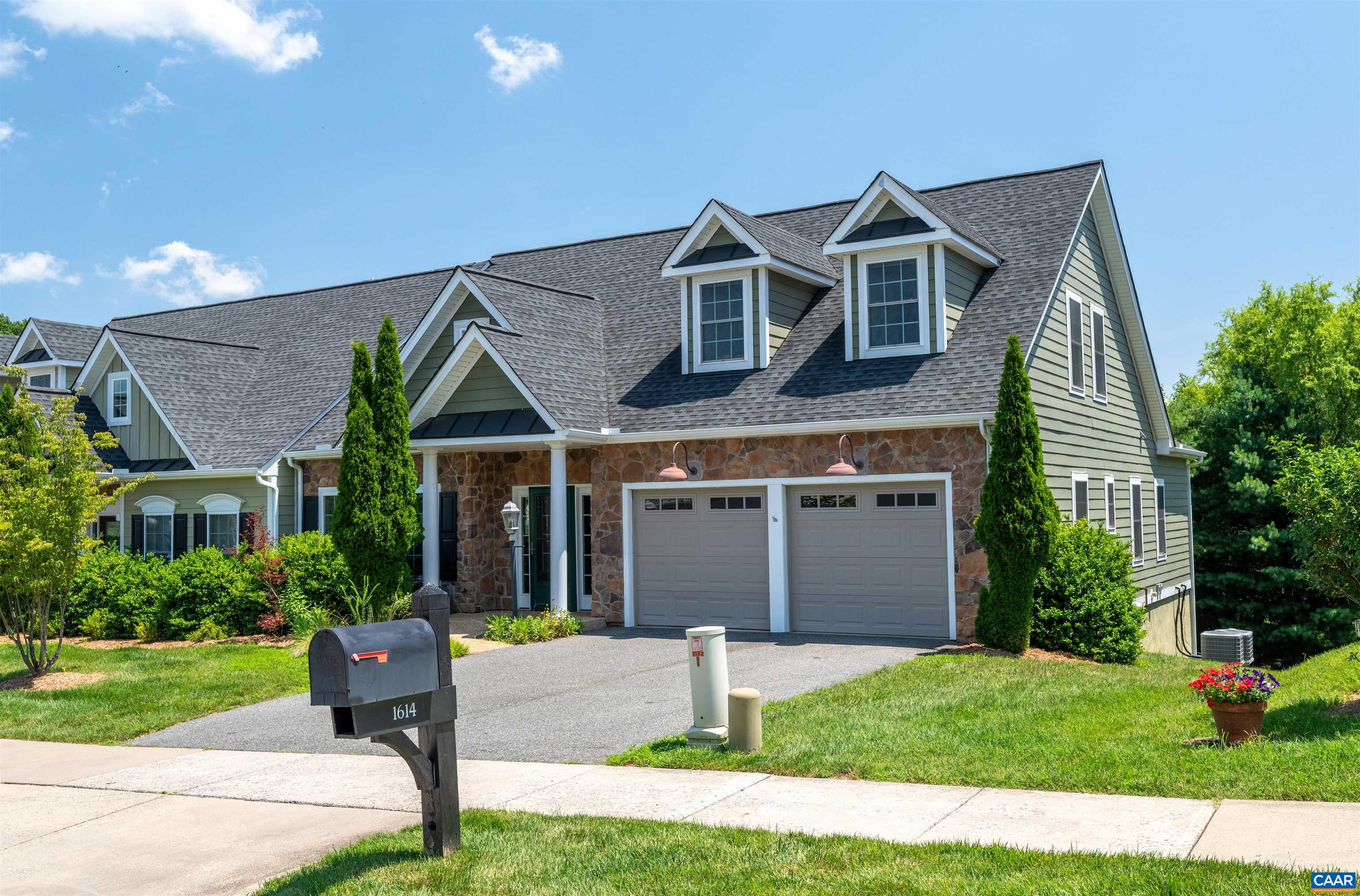 This spacious, pristine and low-maintenance duplex offering the convenience of one-level living in the popular neighborhood of Dunlora Forest is move-in ready. Quality, leap-certified construction by local builder Southern Development. Over 3,000 finished square feet with the flexibility of a second level and an expansive finished terrace level. Ideal location close to Pen Park, tennis, hiking and biking trails, Meadowcreek Golf Course, and 2.3 miles to Charlottesville's Downtown Mall. Access to nearby Rt 29 points north and south and the Pantops area to the east. Offers five bedrooms and four full bathrooms plus an on-grade attached 2-car garage and main level laundry room. Open floor plan on the main level includes a vaulted ceiling great room with skylights and gas fireplace, spacious kitchen, dining area, primary BR w/ en suite BA, second full bath, laundry, and a screened porch. Upstairs are two spacious bedrooms, full bath with tub/shower and utility room with extra storage space. Terrace level features large family room, efficient kitchen, fifth bedroom and full bath, plus a "stack washer/dryer" space. Two HVAC systems, Levelor room-darkening window shades in all bedrooms and hardwood flooring throughout most of main level.