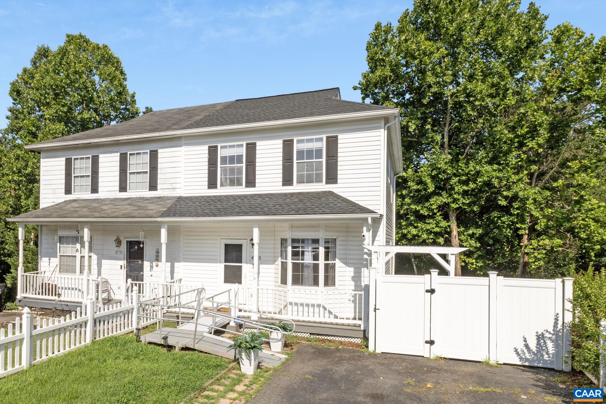 Bright and beautiful townhome in Briarwood! Close to NGIC and DIA, CHO Airport, shopping, and more. This quadplex features a main level open floor plan with an abundance of natural light, 2 bedrooms with en-suite bathrooms on separate floors, porches/decks on 3 levels, and extra privacy with a yard that backs up to the woods and new privacy fence (2/24). It was renovated in 2023 with an open floor plan, new kitchen, appliances, and hardwood floors on main level. Roof, siding, and carpets also replaced in 2023. In 8/23 the attic was air sealed and insulated and the crawl space was insulated and had a vapor barrier installed. HVAC 2019 and Water Heater 2018. Wheel chair ramp and chair lift can stay with the house or easily be removed upon request!