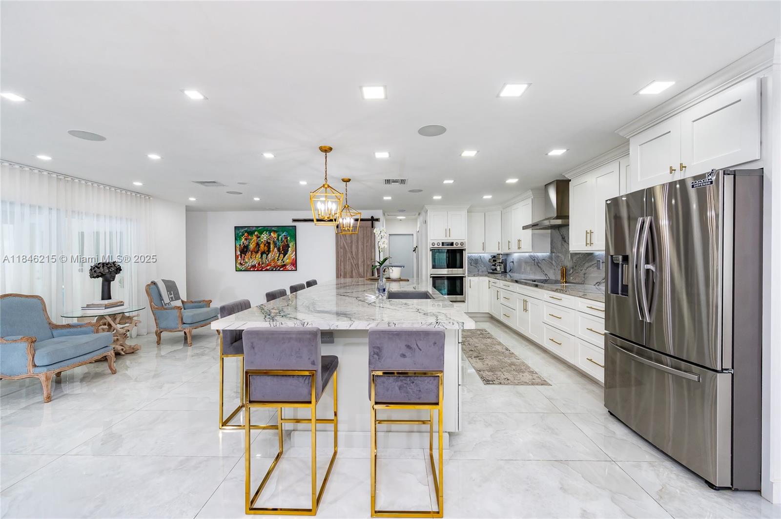 Palmetto Bay living to another level in this beautiful updated home with open living areas and lots of natural light. It has been meticulously renovated with new flooring, a sleek modern kitchen
features open kitchen layout with massive island, redesigned bathrooms, upgraded lighting, and impact doors and window, new roof and gutters, new modern driveway with new sprinkler system, stunning landscape and ample outdoor space to entertain. This family home consists of 4 bedrooms, 3 baths, and two car garage. It has a fantastic outdoor kitchen with covered terrace, screened and resurfaced salt water pool with spa, huge yard perfect for kids and parties, full house water filter, security system w. cameras. Close to elite public and private schools.