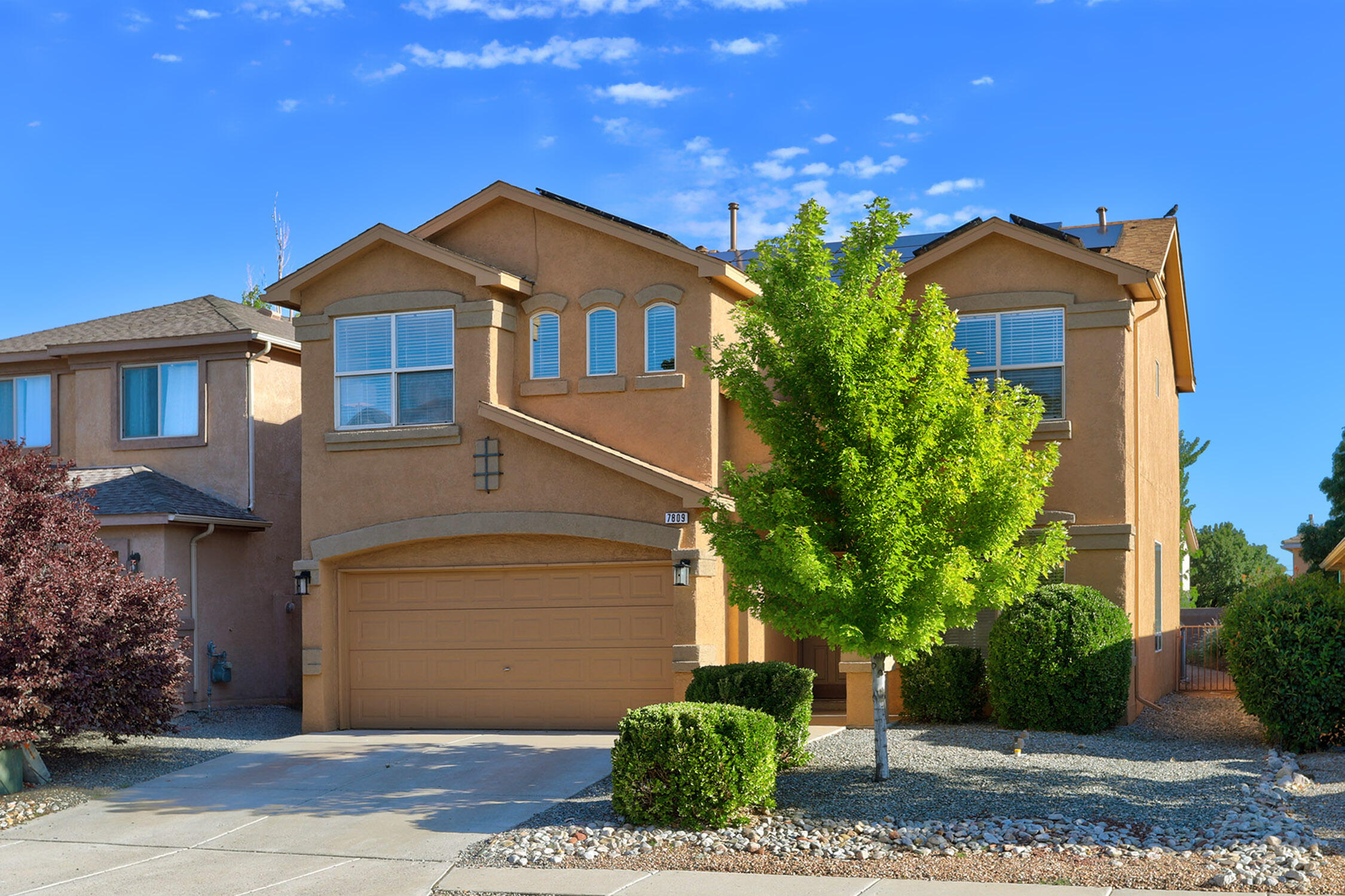 Practically unheard of - new roof, A/C, & furnace in 2022, water heater in 2019, solar owned, updated kitchen, fresh paint, & priced at $425K! Unbelievable! Welcome to 7809 Seven Springs, located in the desirable Ventana Ranch West subdivision of Ventana Ridge. Over 2,400 sq. ft w/ four bedrooms, two living areas downstairs, open concept kitchen, upstairs loft, & four bedrooms. Elegant wood spindle stair case. Stylish kitchen updated w/ quartz countertops, chic sink, & tile backsplash. Huge primary bedroom w/ lavish en suite featuring heated tile floors. Fully landscaped backyard. Prewired for a hot tub. Super high efficiency, top of the line A/C units. EV charging capability. This home will have you feeling supercalifragilistic, it's got it all, just needs a new owner. Who will it be?