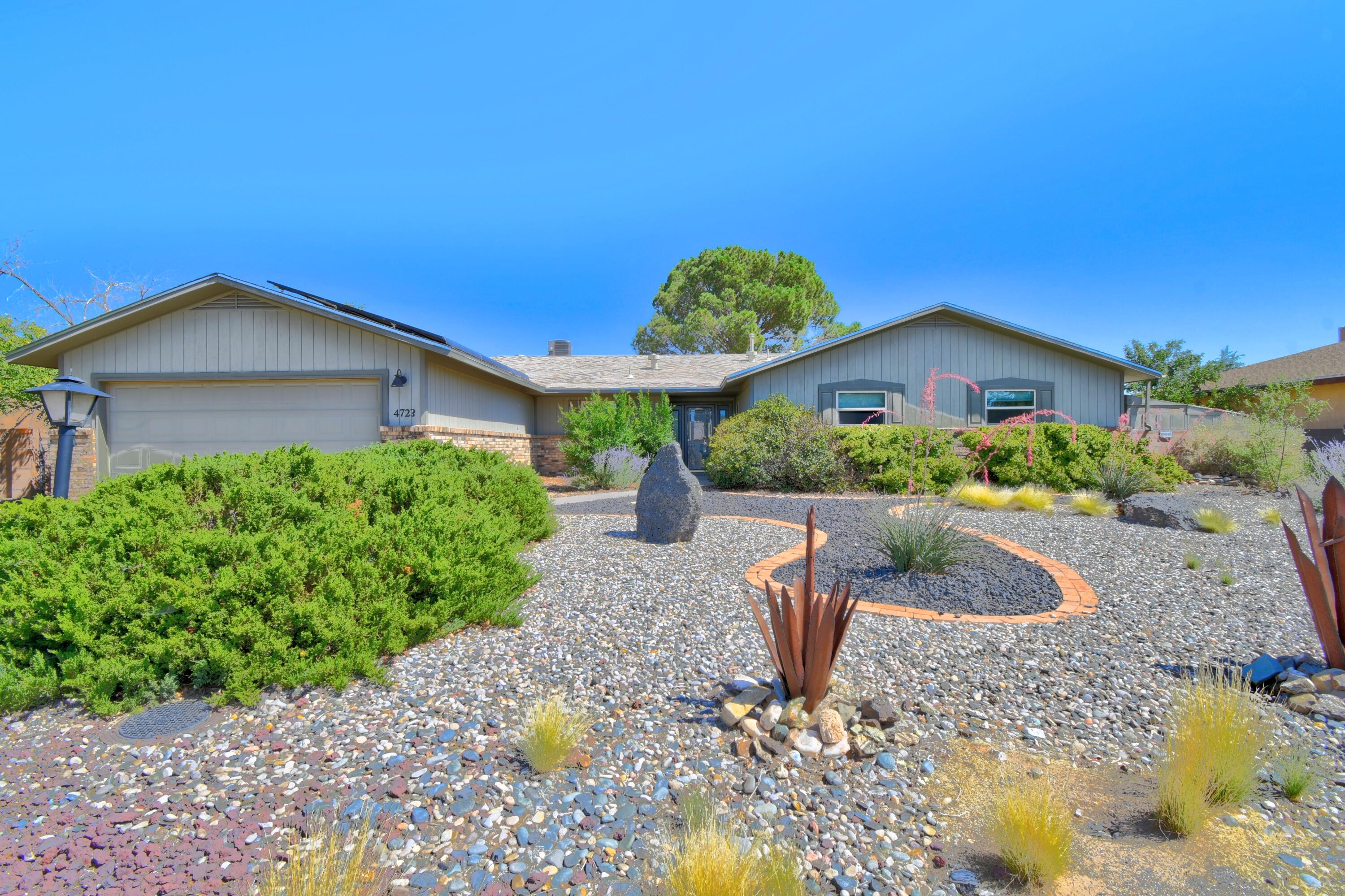 This wonderful property offers breathtaking views and a low maintenance backyard designed for relaxing or entertaining. Spend your evenings by the gas fire pit, take in sparkling city lights from the view deck, or enjoy meals with family or friends on the spacious covered patio. Inside, you'll find a beautiful kitchen and baths with stone counters, custom tile floors, and newer windows and a pella sliding glass door with blinds built-in. The open floor plan features an eat in kitchen connected to a cozy den with a fireplace and patio access, plus formal living and dining rooms with incredible views. Additional highlights include a half bath in the garage and leased solar panels for energy efficiency. Ideally located, this home is within walking distance to parks, shopping, and restaurants