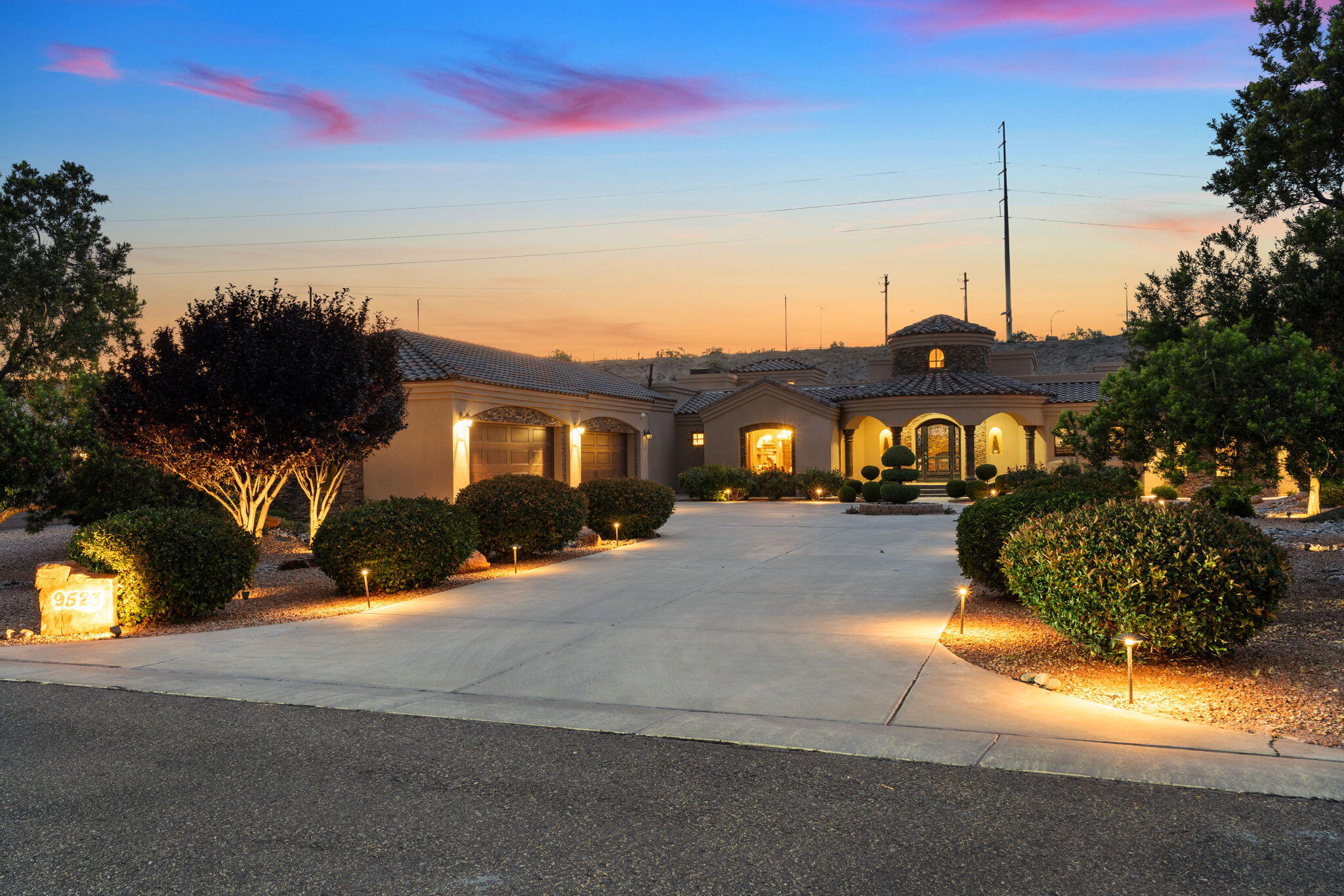 Welcome to your dream Tuscan home in the prestigious Black Farm Estates! This stunning 4,387 sq ft residence boasts 4 spacious bedrooms plus a dedicated office, and 5 luxurious baths. No carpet! The heart of the home is an unbelievable kitchen equipped with top-of-the-line Wolf and Sub-Zero appliances, perfect for culinary enthusiasts. Step outside to discover a breathtaking spa-like covered patio featuring a kitchen and bar, fire pit, and serene water features, manicured lawn--ideal for entertaining or relaxing. Dive into your 1-year-old saltwater pool with a hot tub for ultimate relaxation. With a 4-car garage and ample storage, this home combines elegance and practicality. Conveniently located near shopping and dining, this is the perfect blend of luxury and lifestyle. Don't miss out!