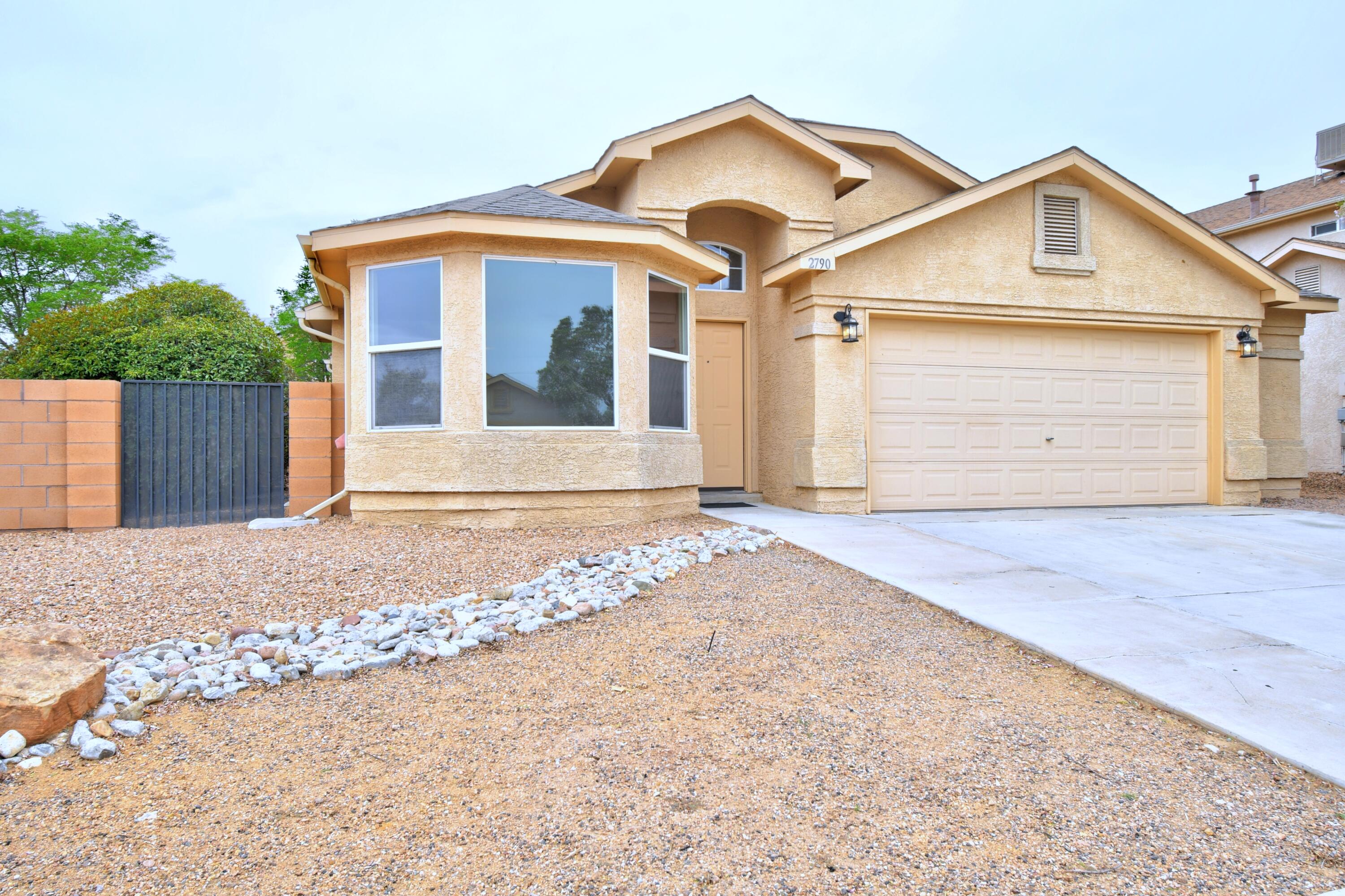 Beautifully updated 4 bedroom home. Close to shopping, restaurants, movie theater and I-25. Just 20 minutes to Albuquerque.  This home features 4 bedrooms with new carpet. Two full baths and an oversize 2 car garage.  The large family room, flows with the newly updated kitchen that includes new appliances and breakfast nook.  The formal living and dining rooms are separate from the rest of the home. Wait till you see the large covered back patio! Back yard walls have been raised for extra privacy.  Yard amenities include Tuff Shed on concrete pad and bubble drip water system for easy care of mature landscaping. Plus extra side yard space for kids and pets. Home features refrigerated air and owned water softener with reverse osmosis system in kitchen. All on an oversize 0.23 acre lot.