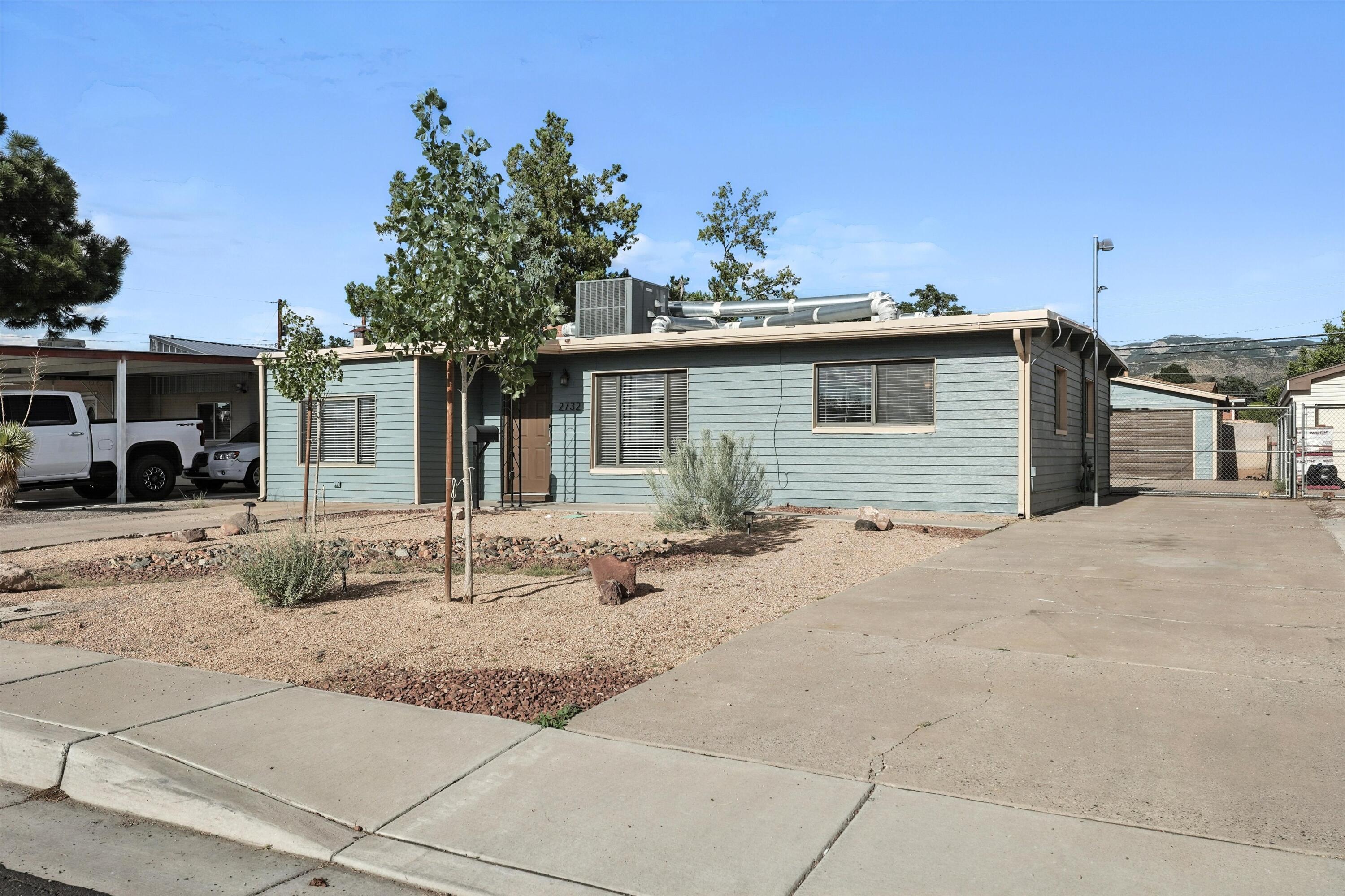 Beautiful single family home with 3 bedrooms and 2 bathrooms in the desirable Uptown Albuquerque area. Features include a spacious 700+ sq ft 2 car garage with storage, backyard access, and a detached flex space ideal for a home office, studio, or gym. Inside you'll find refrigerated air, stainless steel appliances, tongue and groove ceilings, and an updated primary shower. Located near shopping, dining, and golf. This move in ready home won't last long. Schedule your showing today!