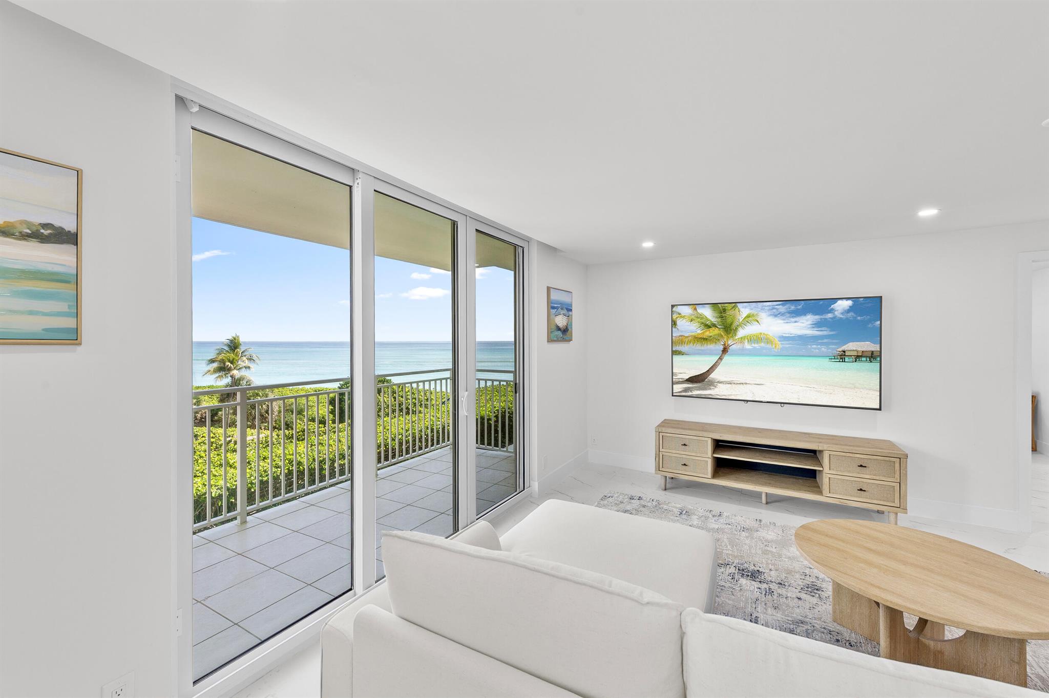 This is a showstopper in the heart of Juno Beach!  Brigadoon is a sought after condo building in Juno Beach.  The building is very well capitalized and has passed all it's milestones. Brand new renovation and furniture!   Renovation includes - 24 x 48 porcelain tile flooring through out the entire condo.  Brand new kitchen includes quartz countertops, back splash, soft close white shaker cabinets and LG appliances.  Ceiling lighting installed in both bedrooms, dining room, family room and kitchen.  Both closets fully built out.  Brand new baseboards and paint as well.  Hurricane impact windows installed 2023 and new electrical panel.