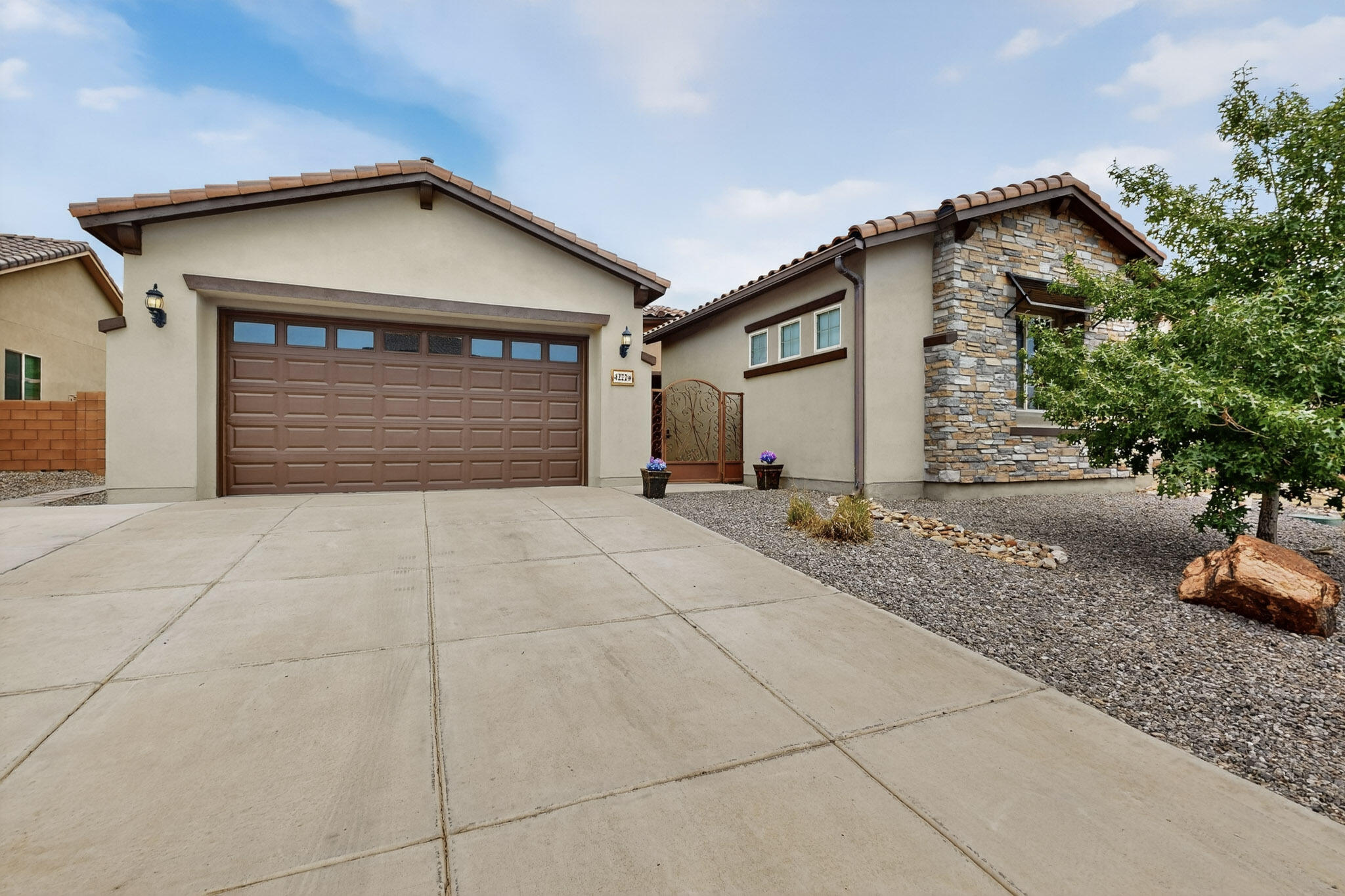 Gorgeous & meticulously maintained home with 5 bedrooms + office or 6th bedroom, located in Loma Colorado's gated community Tres Colinas! This home offers a gated courtyard, large Primary Bdrm plus 2 Mini Primary Suites,  an abundance of kitchen storage (make sure to look under the island) and counter space, a large walk in pantry, built in coat rack/bench drop zone, 2 living rooms, and a lovely landscaped backyard with grass & a pergola that ties into a large covered patio to enjoy year round! Vinyl Plank Flooring throughout with carpet in 3 bedrooms & office were installed new in 2021. Home was completely repainted with a beautiful neutral color with extra wide new baseboards also in 2021. There is a Garage Heater, which is not hooked up that conveys with the home. Come see it today!
